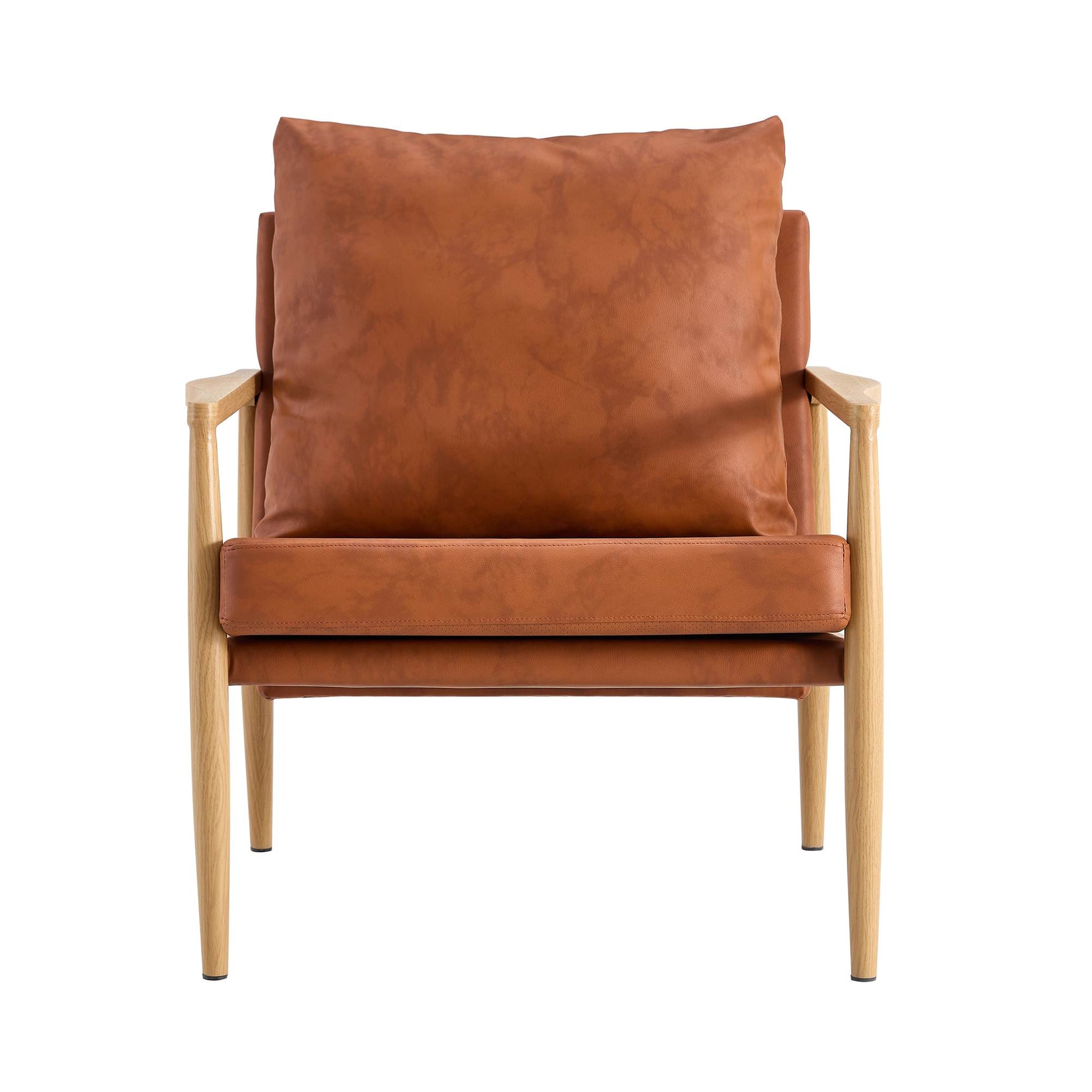 Comfortable Ergonomic Single Faux Leather Home Accent Lounge Side Chair- Brown_15
