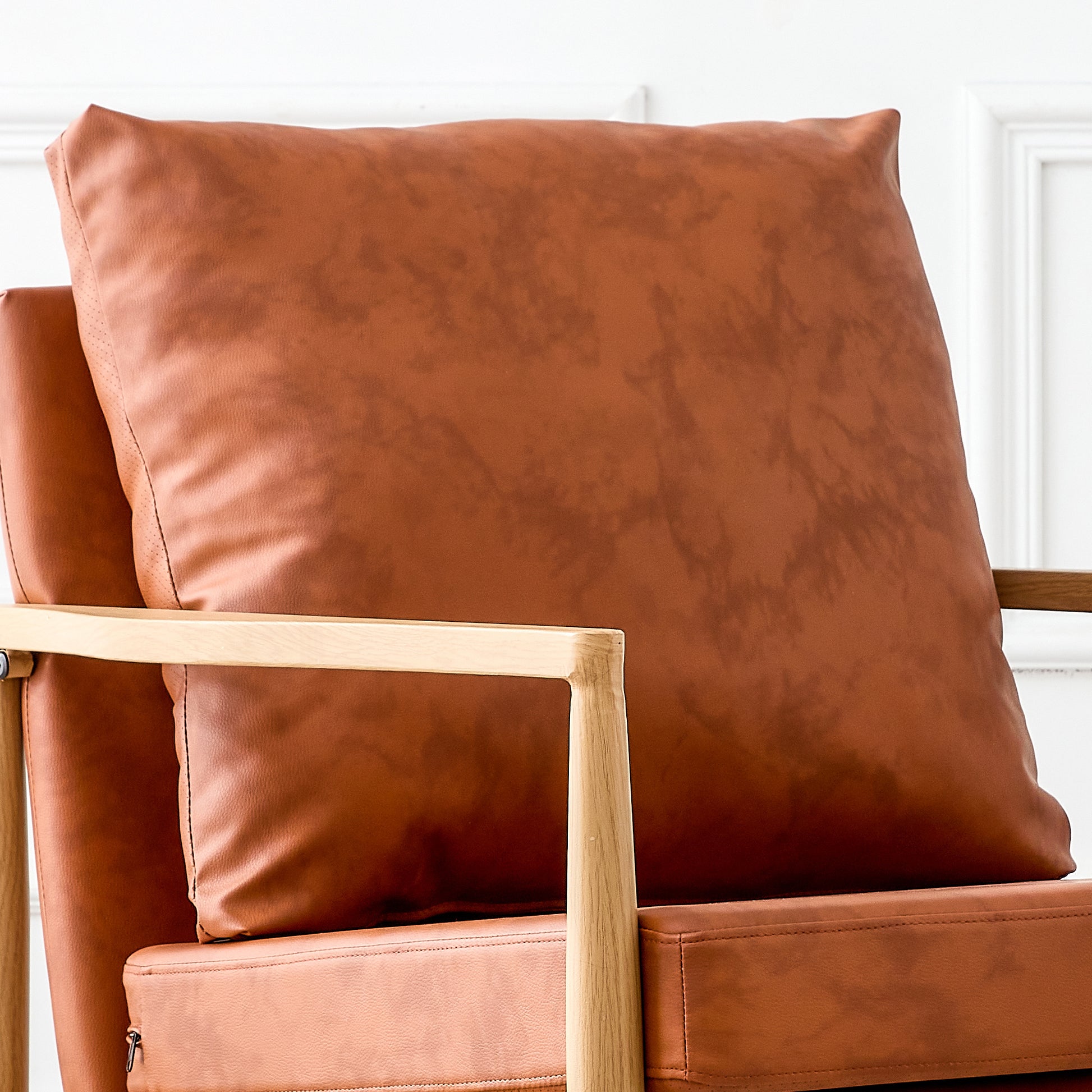 Comfortable Ergonomic Single Faux Leather Home Accent Lounge Side Chair- Brown_11