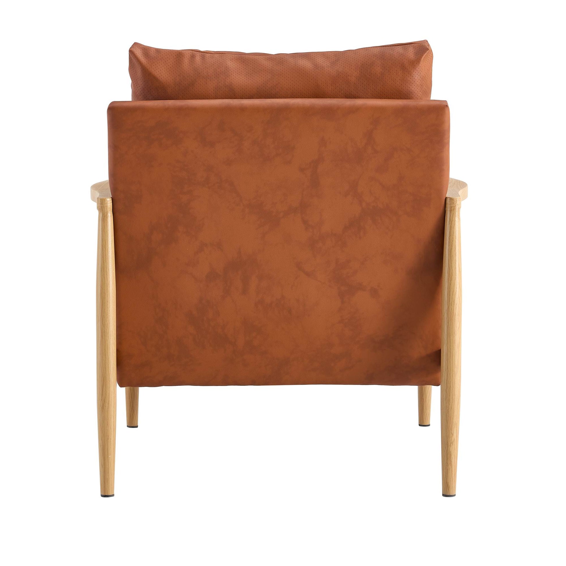 Comfortable Ergonomic Single Faux Leather Home Accent Lounge Side Chair- Brown_17