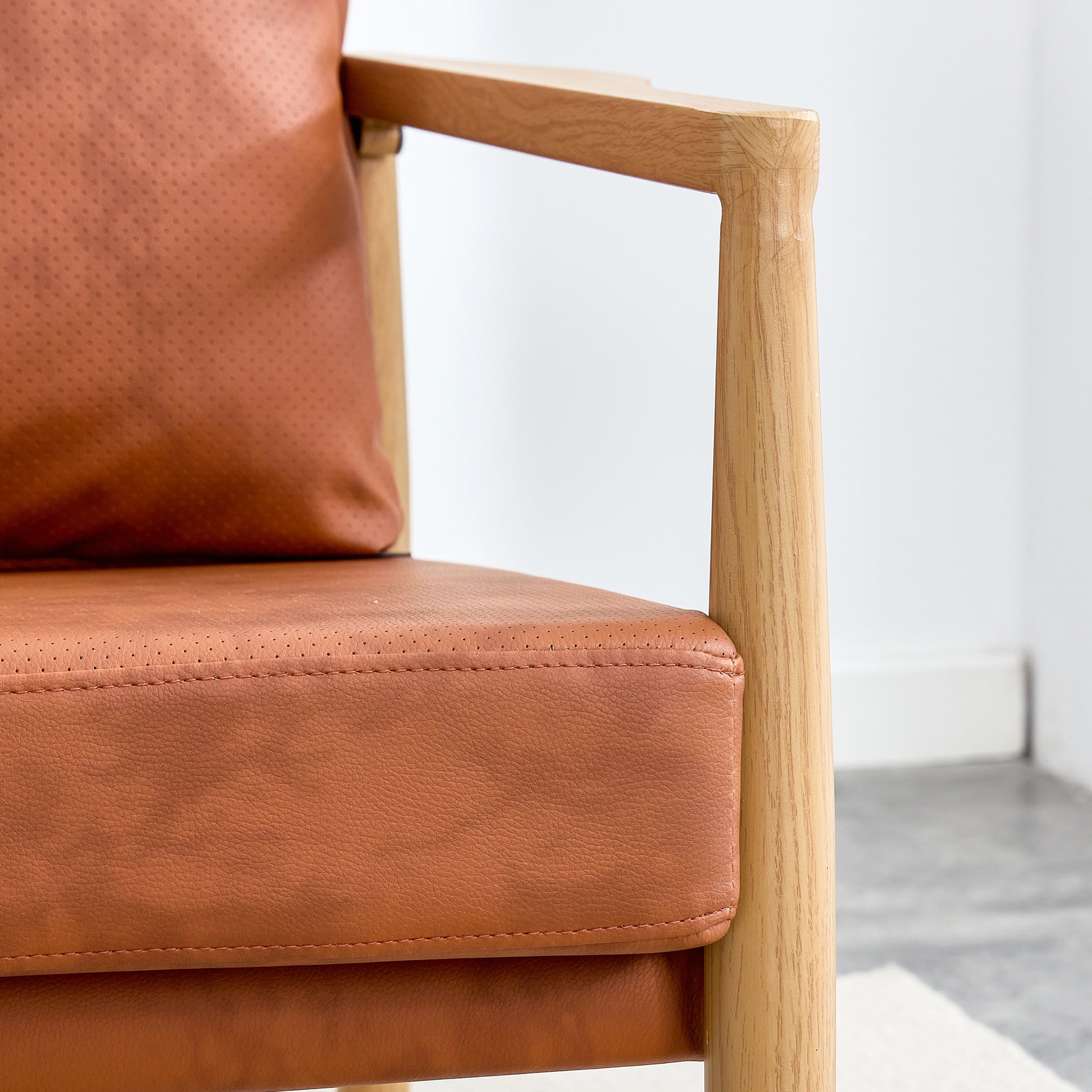 Comfortable Ergonomic Single Faux Leather Home Accent Lounge Side Chair- Brown_13
