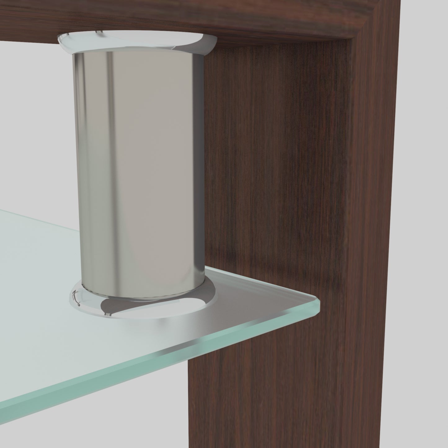 Rectangular Double Layer Tempered Glass Coffee Table with Metal Legs- Clear Glass+Walnut_6