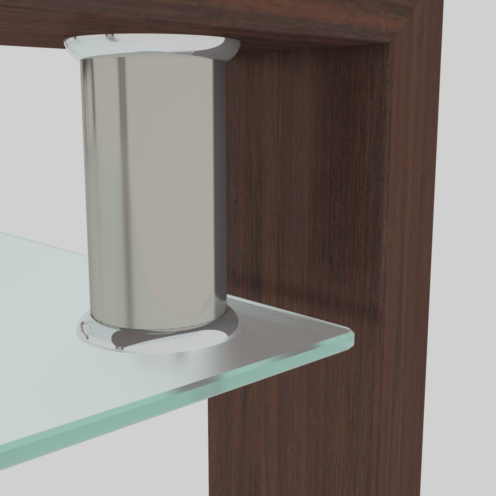 Rectangular Double Layer Tempered Glass Coffee Table with Metal Legs- Clear Glass+Walnut_6