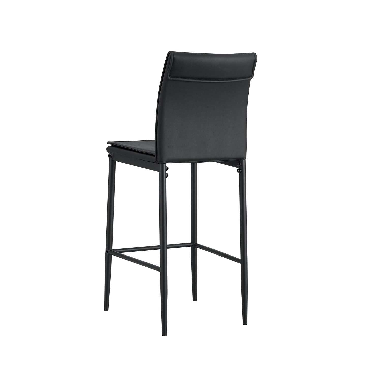2 Pcs Modern Faux Leather Back Support Bar Chairs with Metal Legs- Black_16