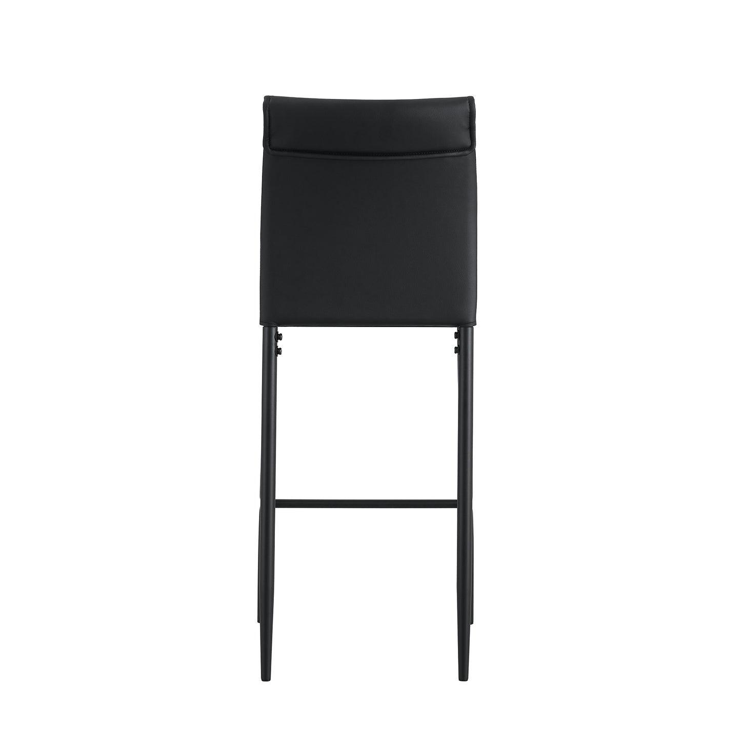 2 Pcs Modern Faux Leather Back Support Bar Chairs with Metal Legs- Black_14