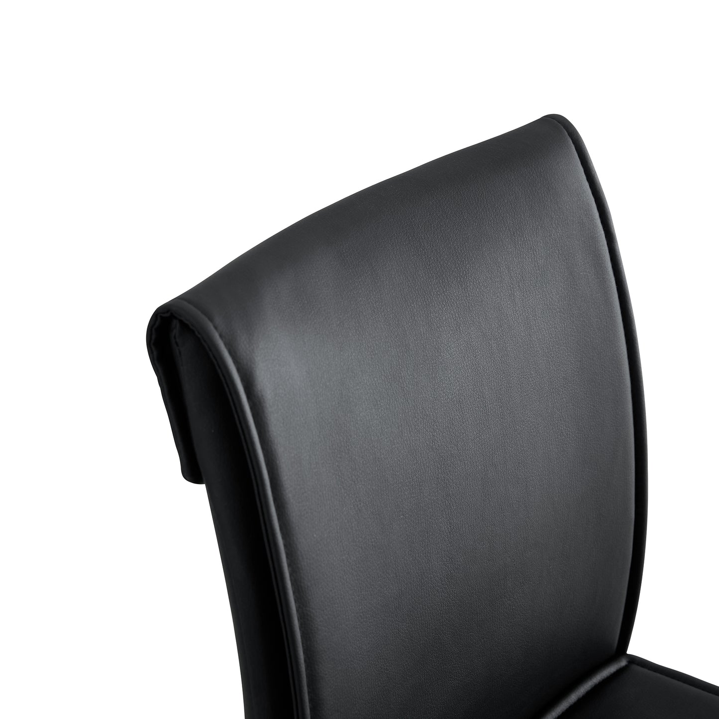 2 Pcs Modern Faux Leather Back Support Bar Chairs with Metal Legs- Black_8
