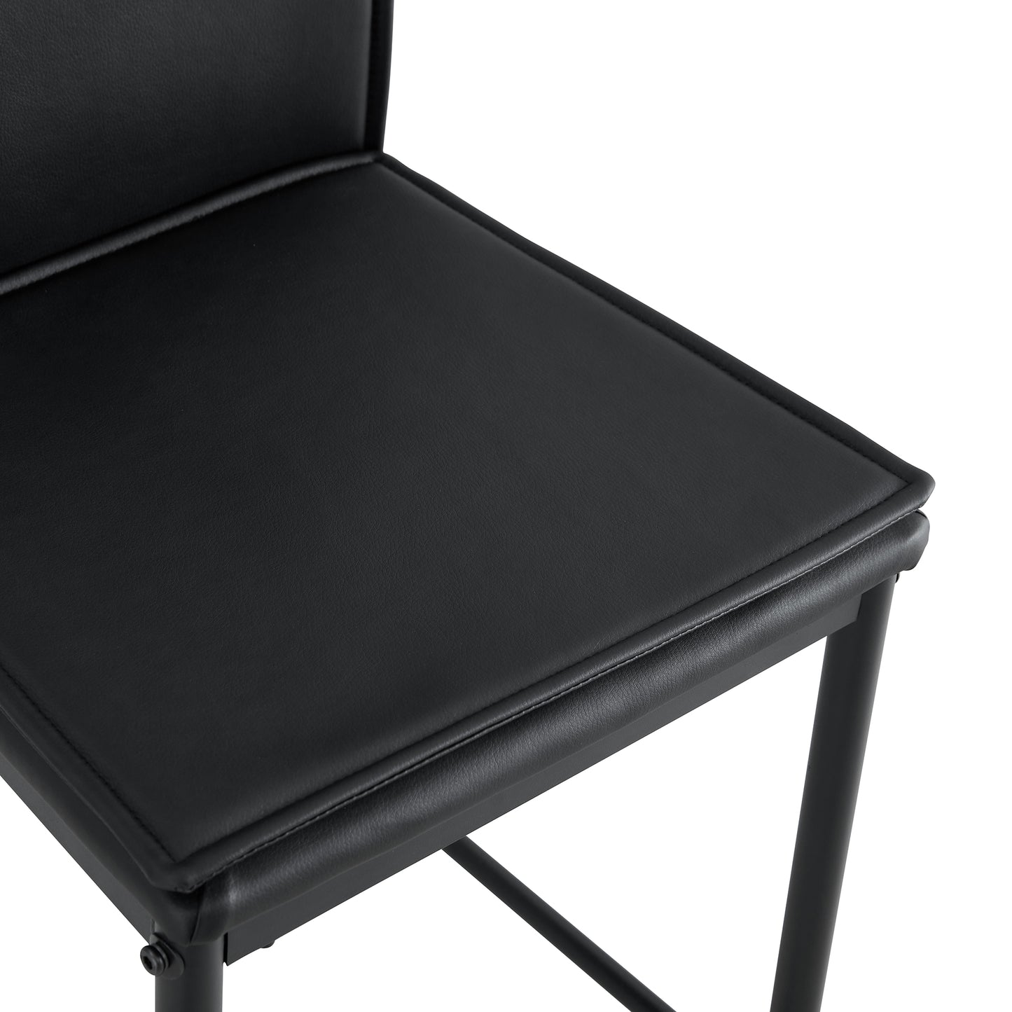 2 Pcs Modern Faux Leather Back Support Bar Chairs with Metal Legs- Black_6