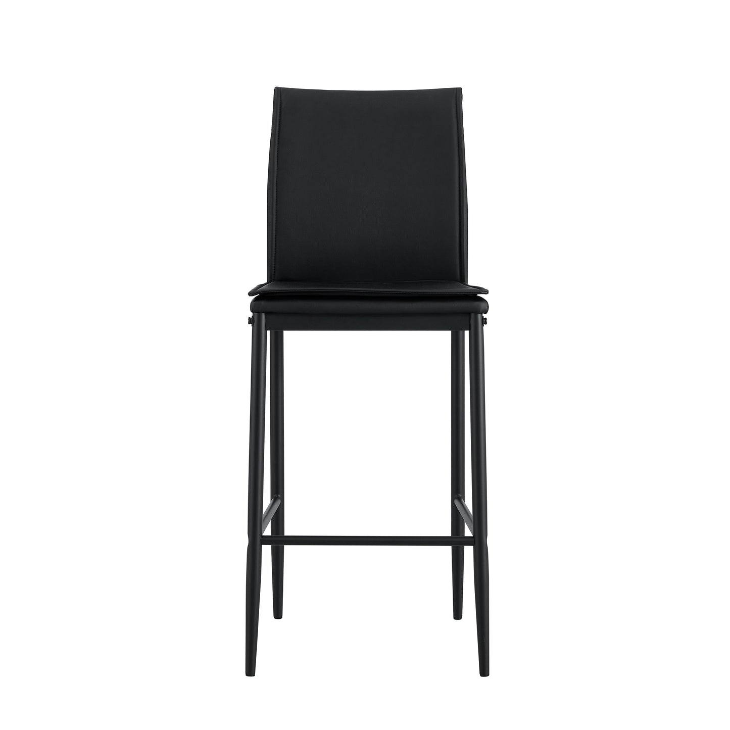 2 Pcs Modern Faux Leather Back Support Bar Chairs with Metal Legs- Black_17