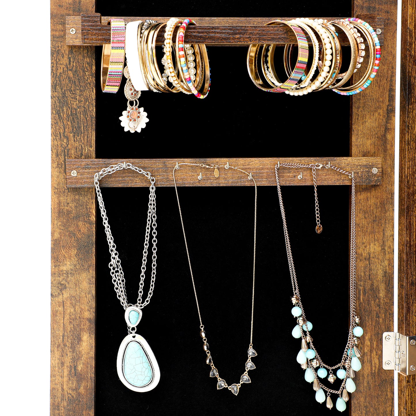 Full Sized Body Mirror and Jewelry Storage with LED Lights and Stand- Antique Gray_6