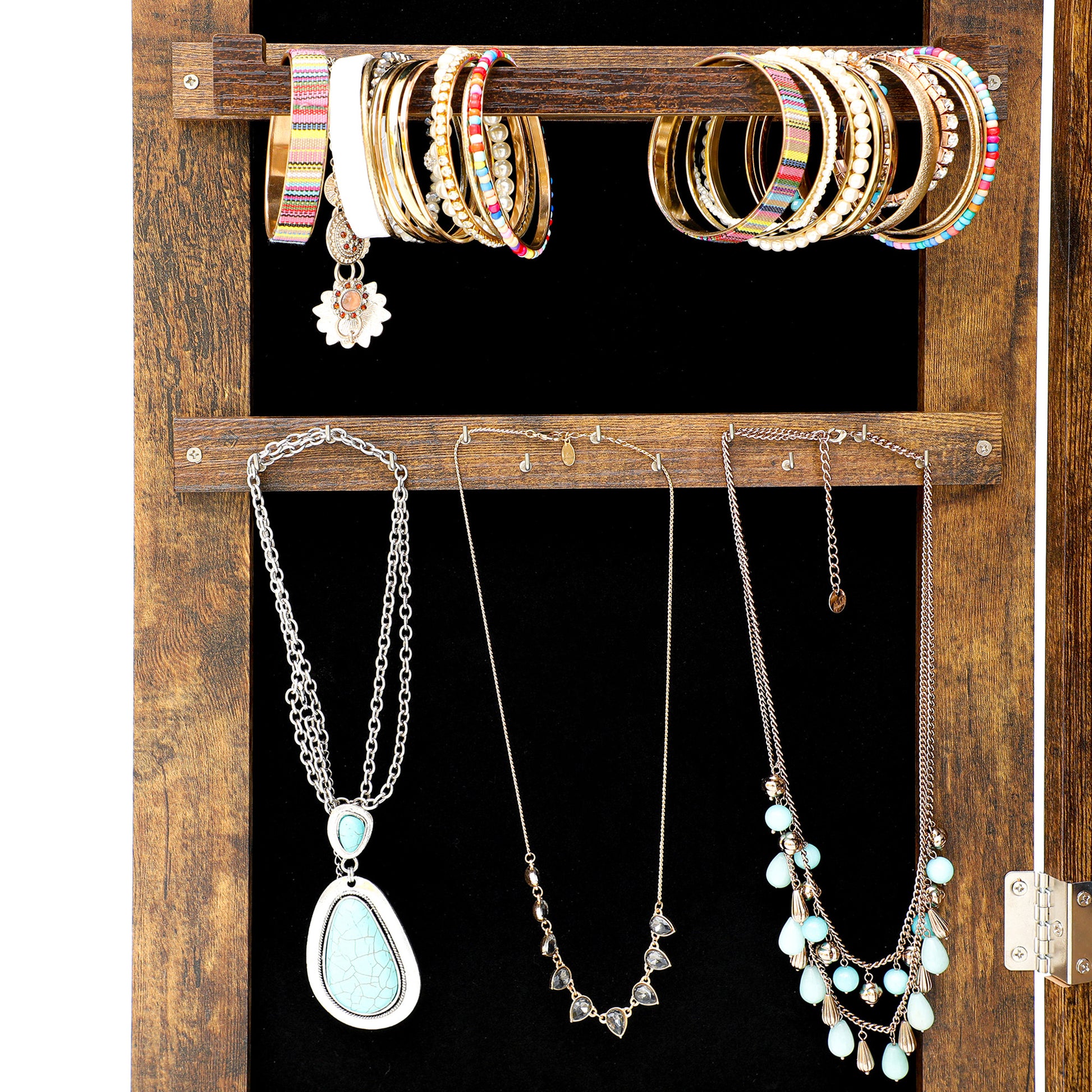 Full Sized Body Mirror and Jewelry Storage with LED Lights and Stand- Antique Gray_6