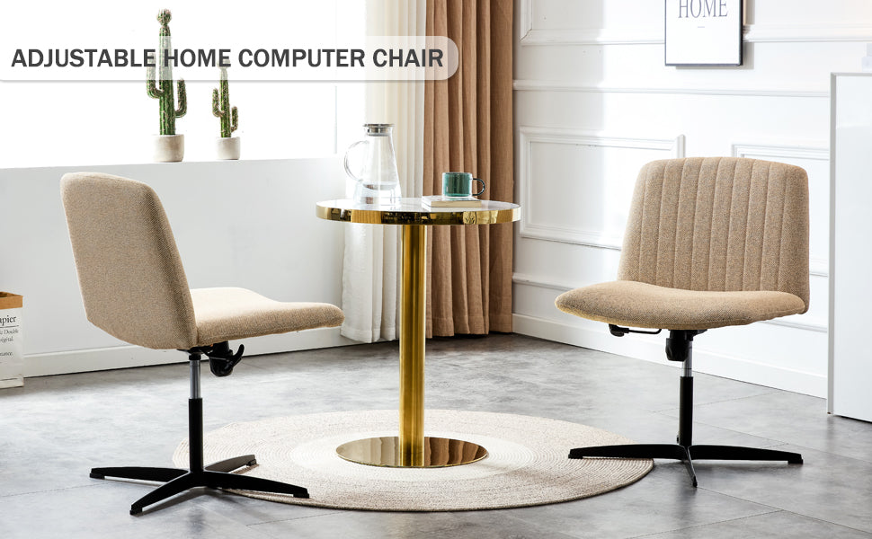 Modern Contemporary Height Adjustable Fabric Office Swivel Chair- Beige_21