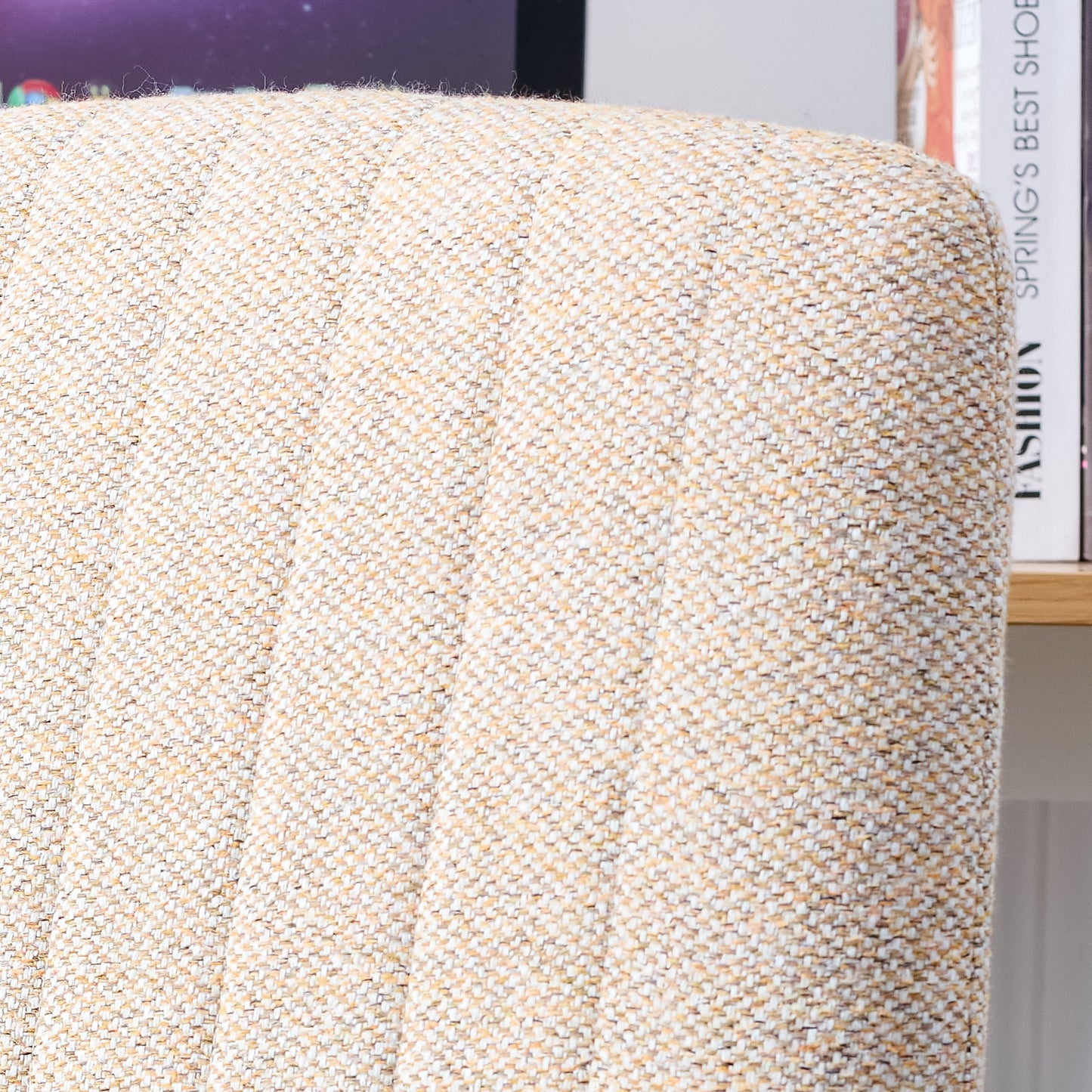 Modern Contemporary Height Adjustable Fabric Office Swivel Chair- Beige_17