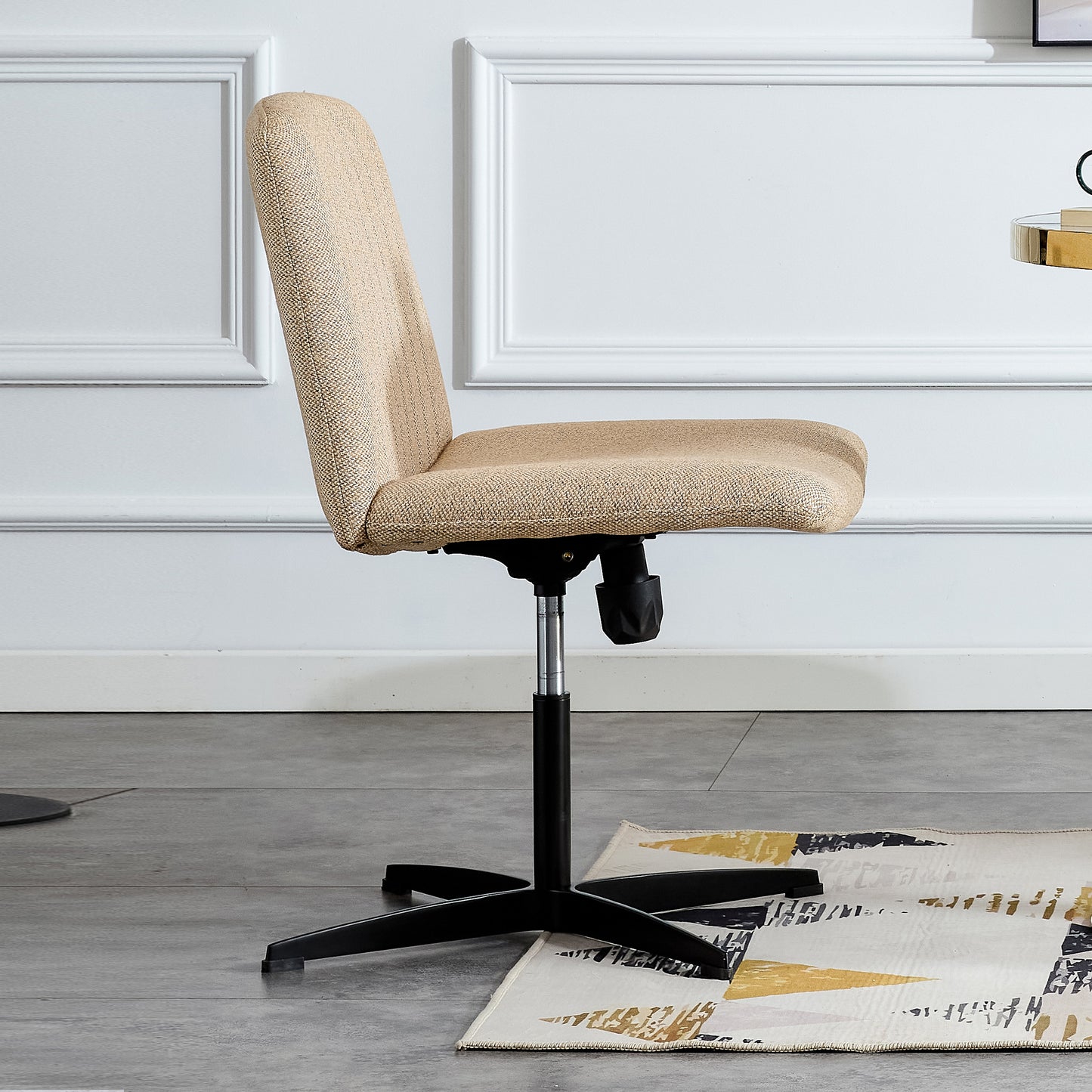Modern Contemporary Height Adjustable Fabric Office Swivel Chair- Beige_3