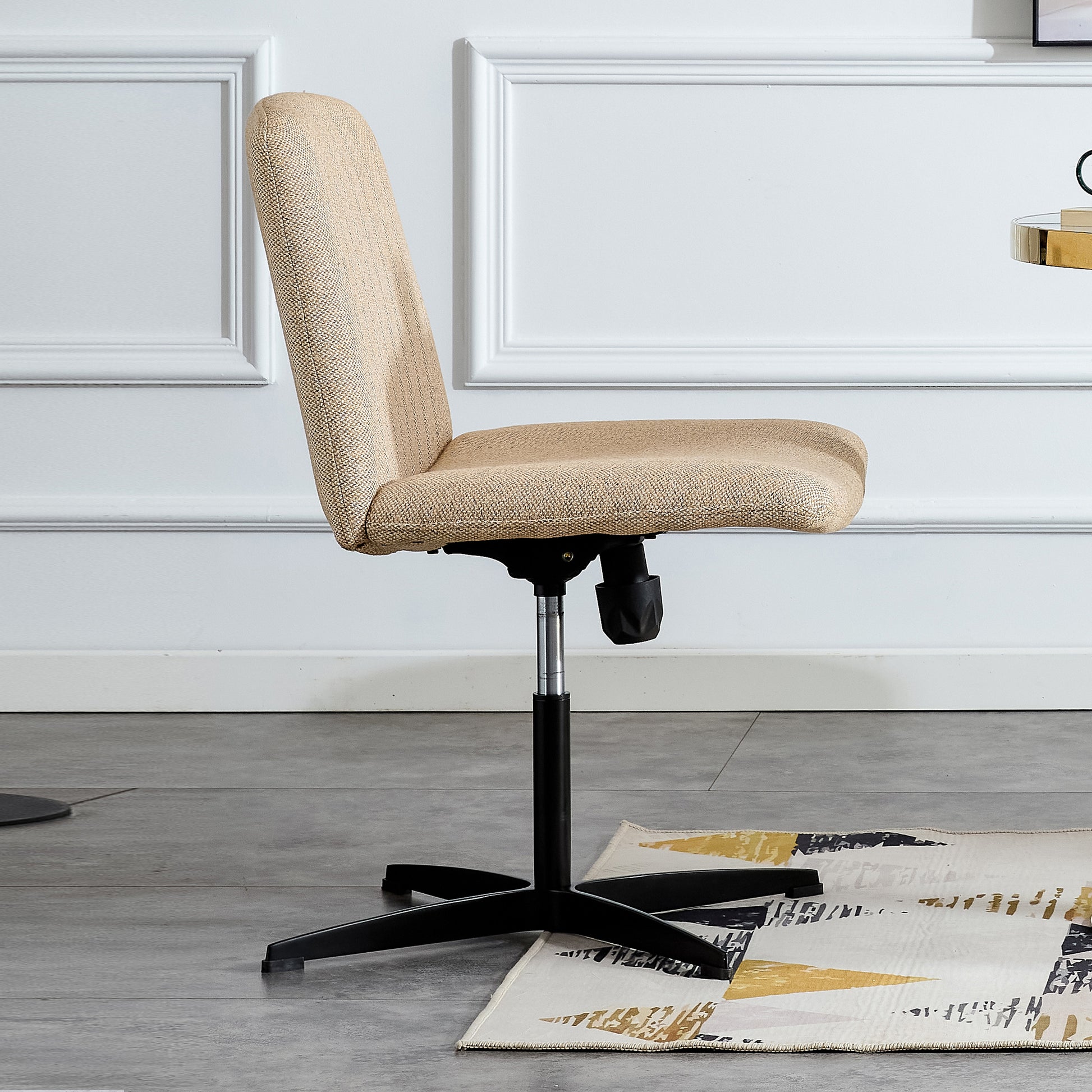Modern Contemporary Height Adjustable Fabric Office Swivel Chair- Beige_3