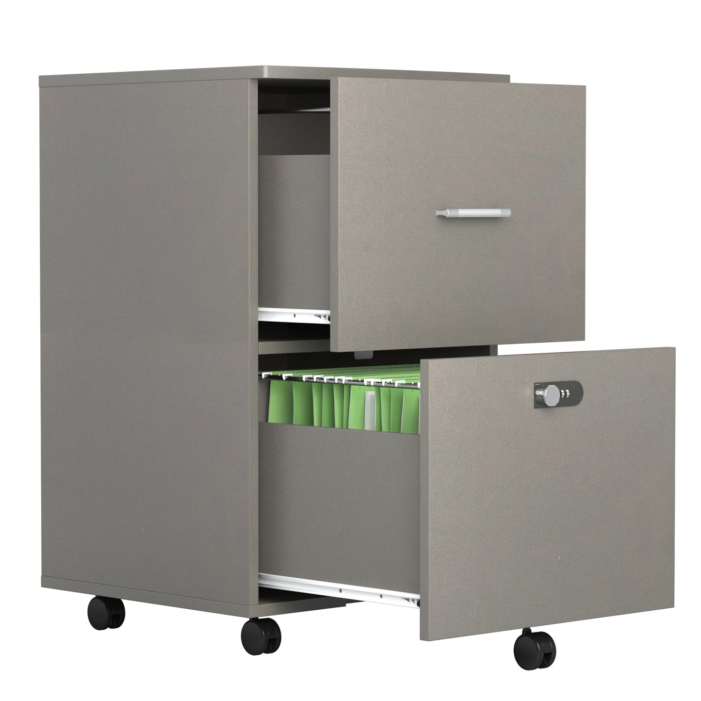 2 Drawers Small Rolling File Office Cabinet Organizer with Lock- Antique Gray_9