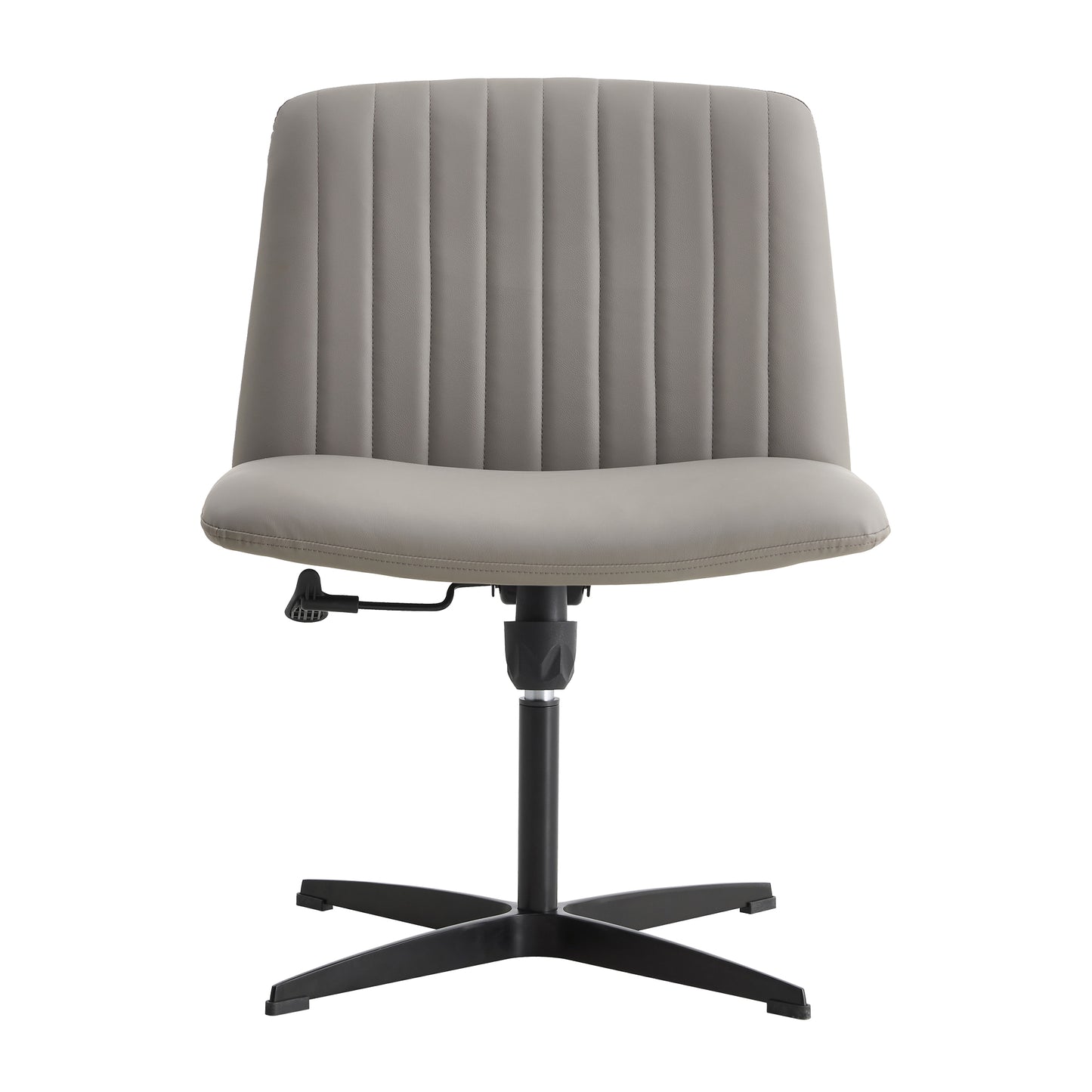 Height Adjustable 360 ° Swivel Cushioned PU Office Chair with Black Foot - Gray_18