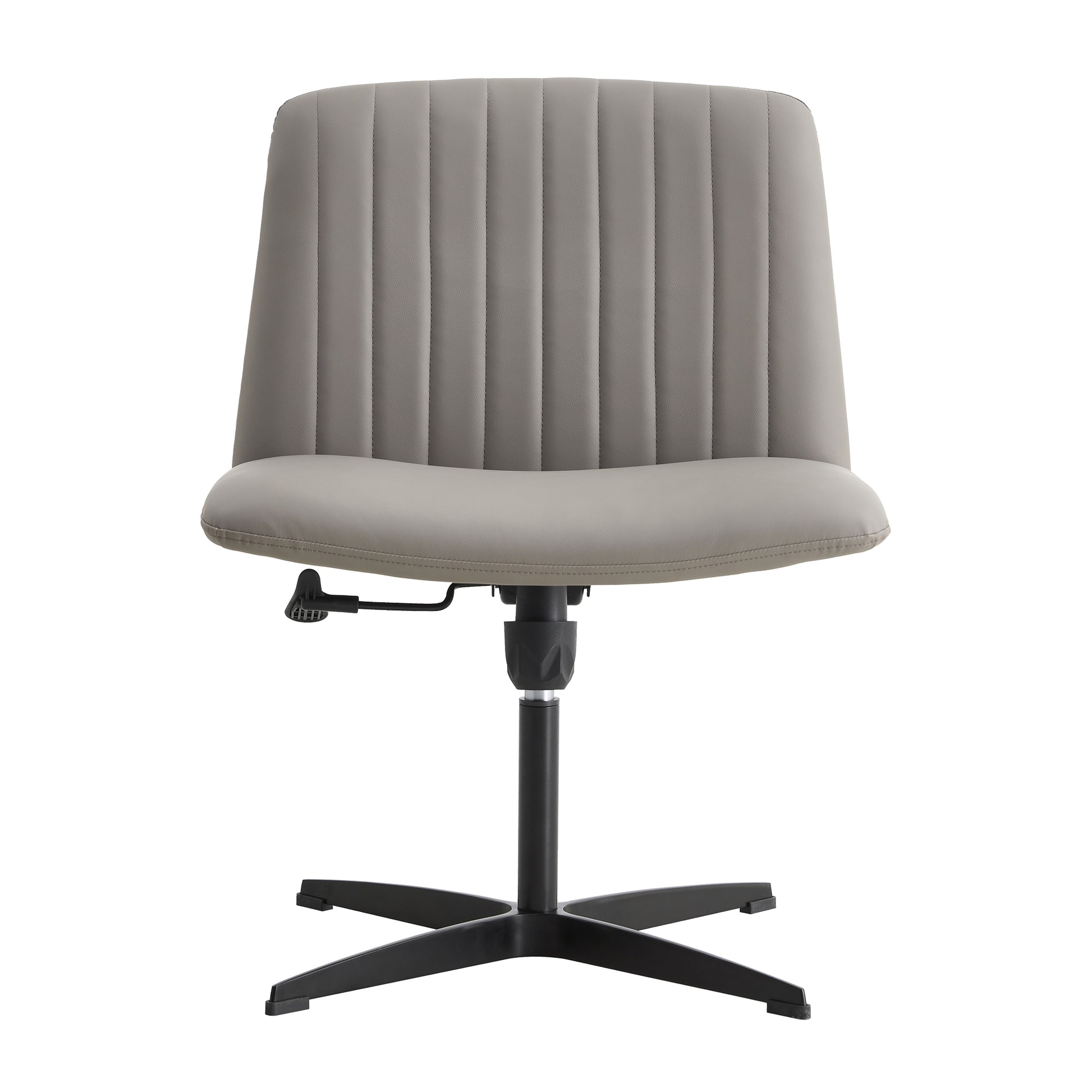 Height Adjustable 360 ° Swivel Cushioned PU Office Chair with Black Foot - Gray_18