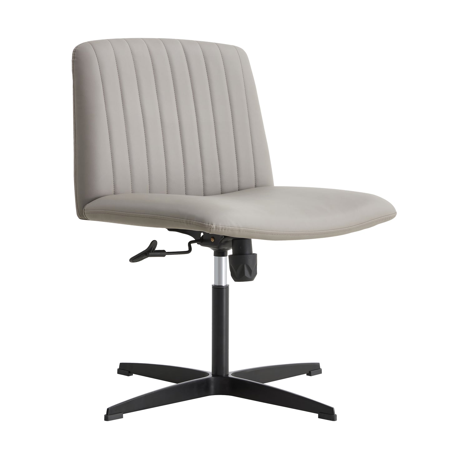 Height Adjustable 360 ° Swivel Cushioned PU Office Chair with Black Foot - Gray_17