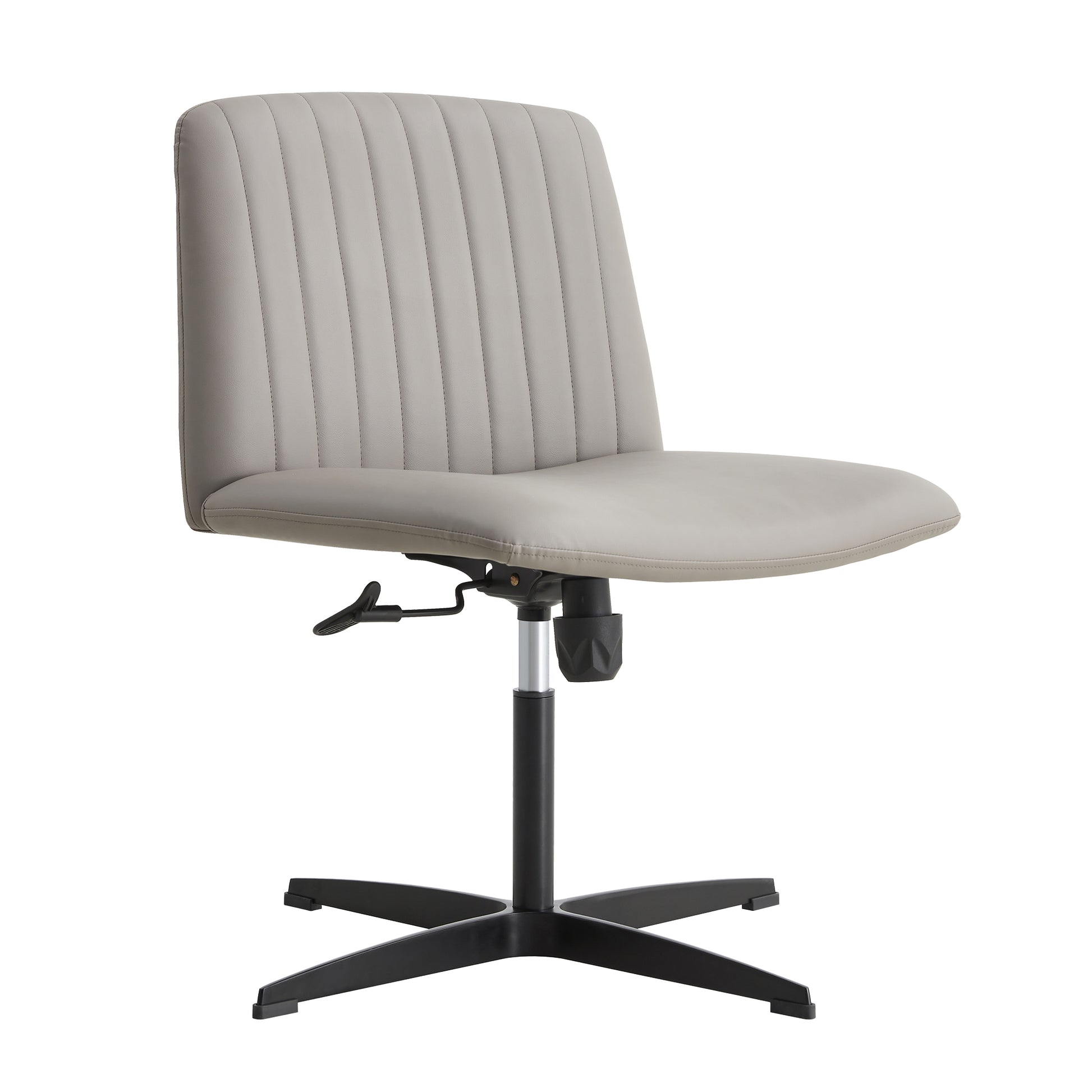 Height Adjustable 360 ° Swivel Cushioned PU Office Chair with Black Foot - Gray_17
