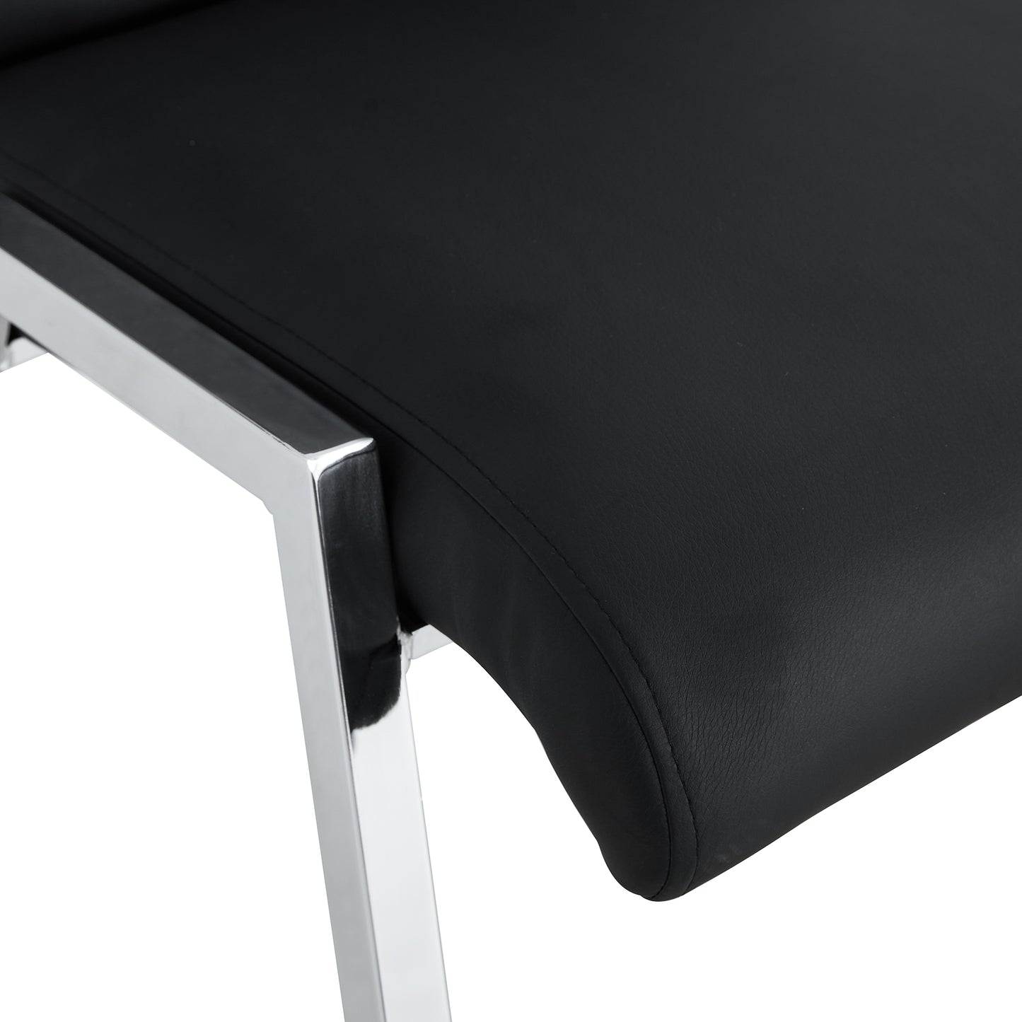 2 pcs Grid Armless Faux Leather High Back Upholstered Padded Dining Chairs- Black_14