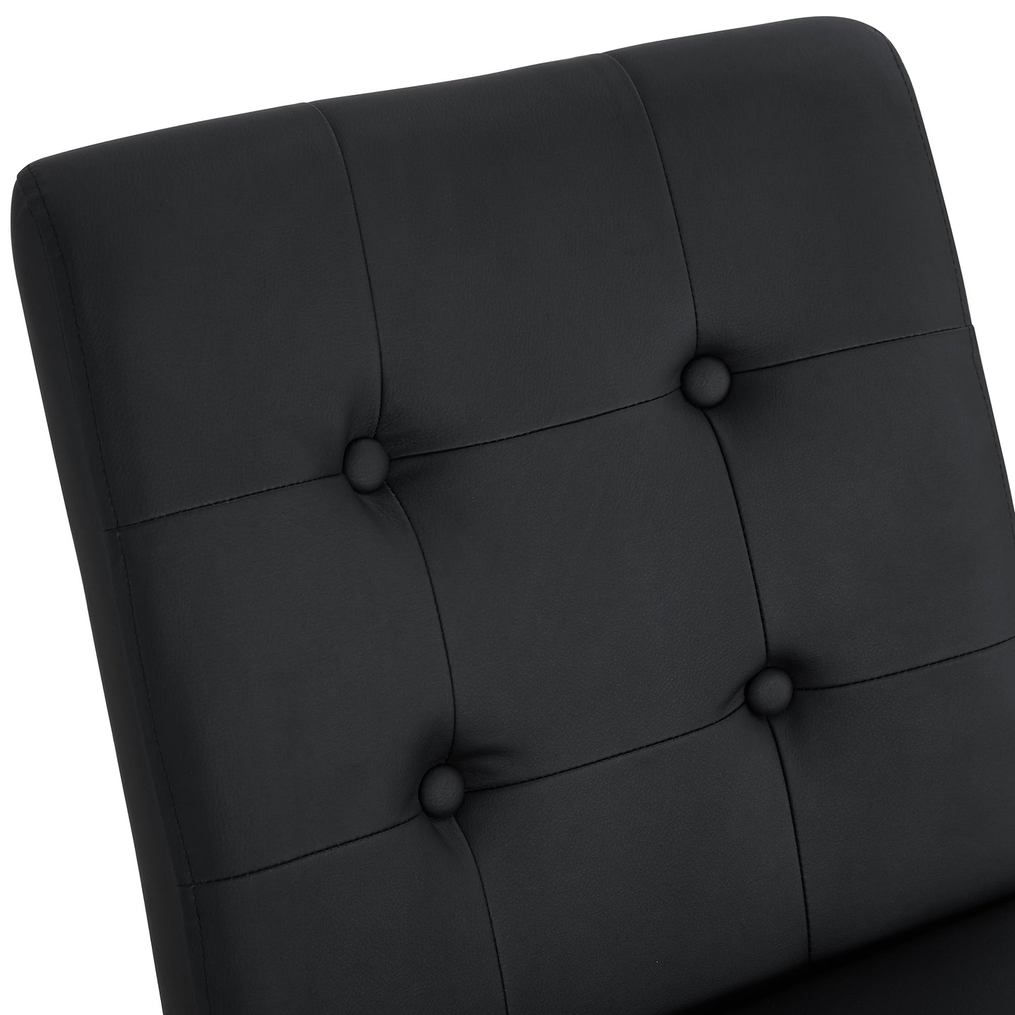 2 pcs Grid Armless Faux Leather High Back Upholstered Padded Dining Chairs- Black_12