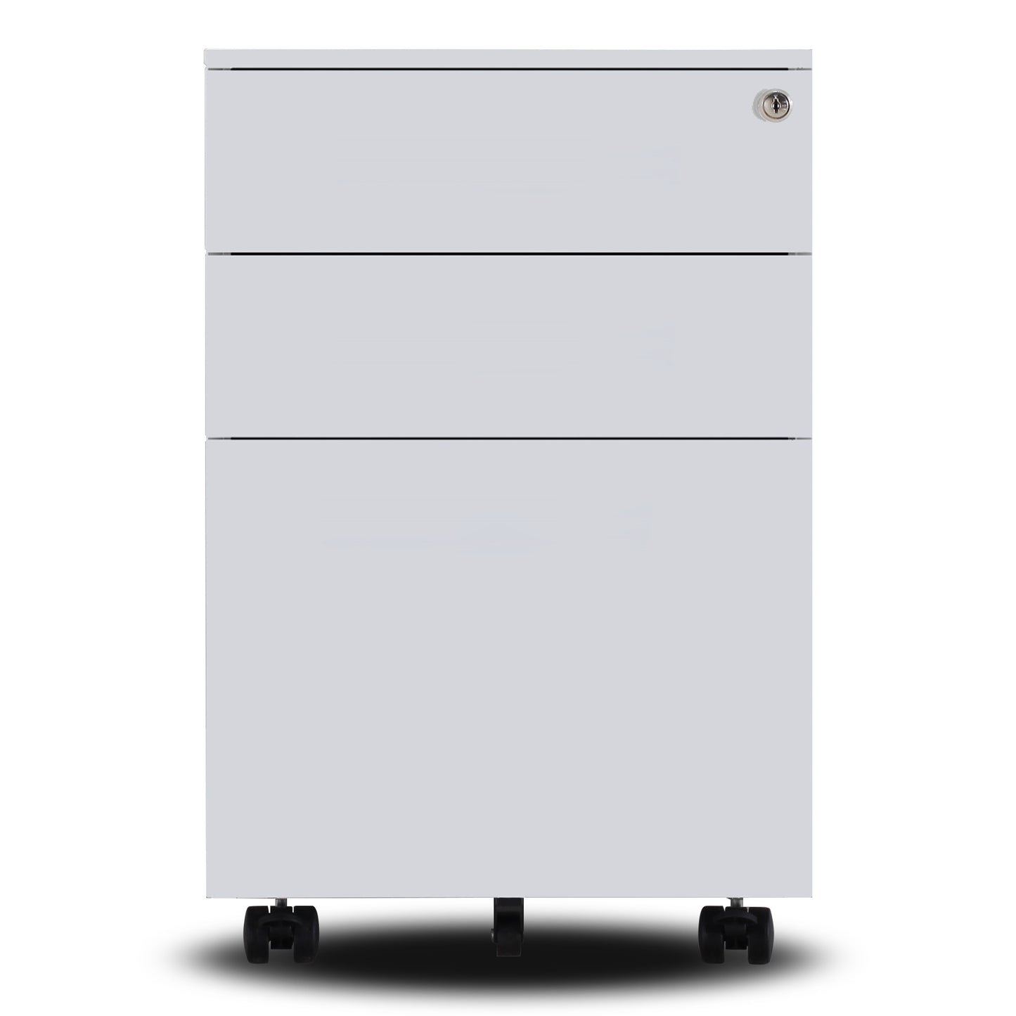 3 Drawers Under the Desk Office File Folder Cabinet with Rolling Wheels and Lock- White_2