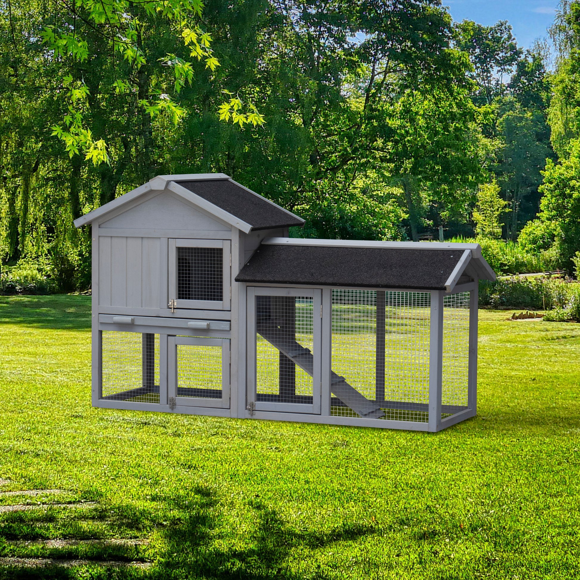 Rabbit Hutch Extensible Chicken Coop with No Leak Trays Large Running Space_0