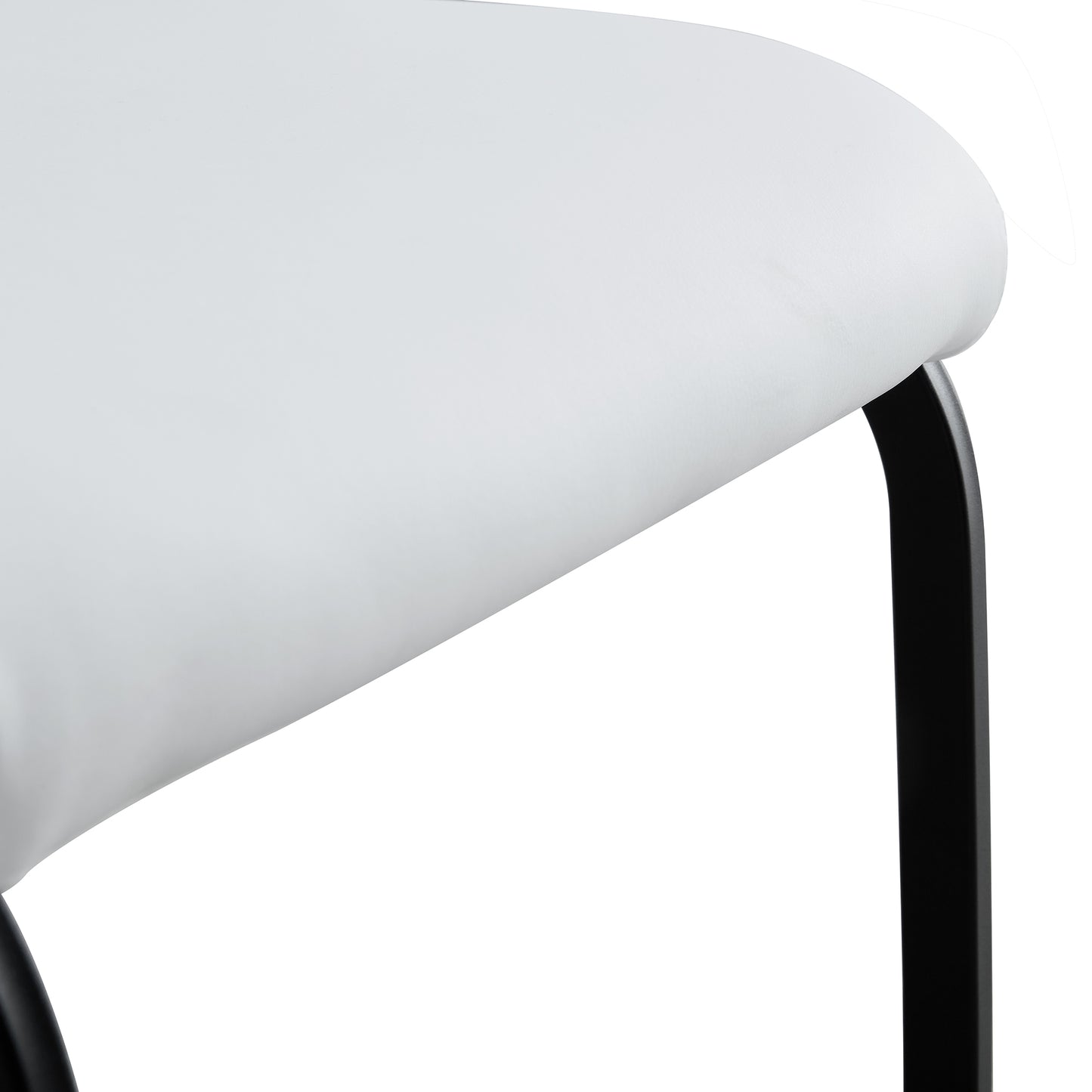 2 pcs Modern Design Dining Kitchen Chair PU Leather with Metal Legs- White_10