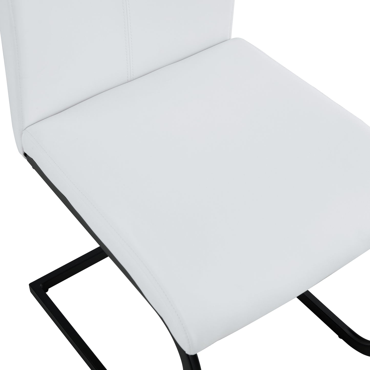 2 pcs Modern Design Dining Kitchen Chair PU Leather with Metal Legs- White_11