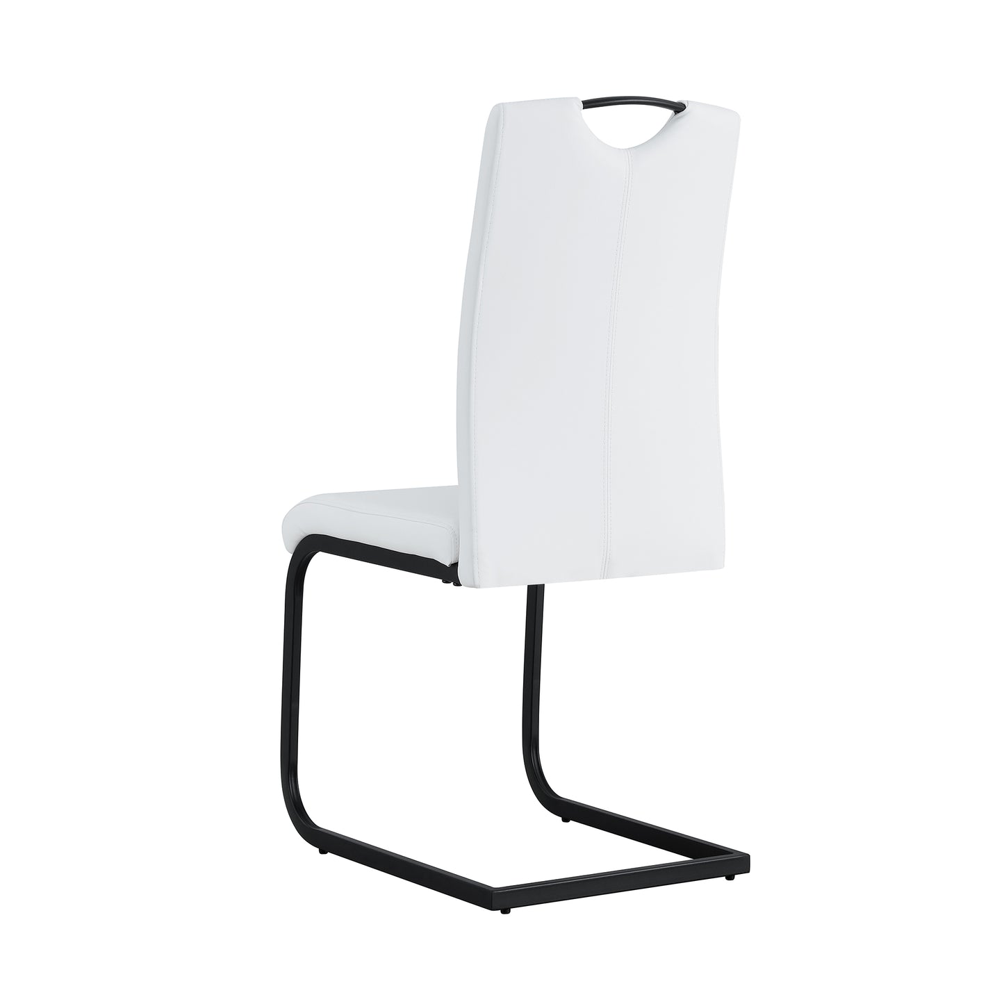 2 pcs Modern Design Dining Kitchen Chair PU Leather with Metal Legs- White_13