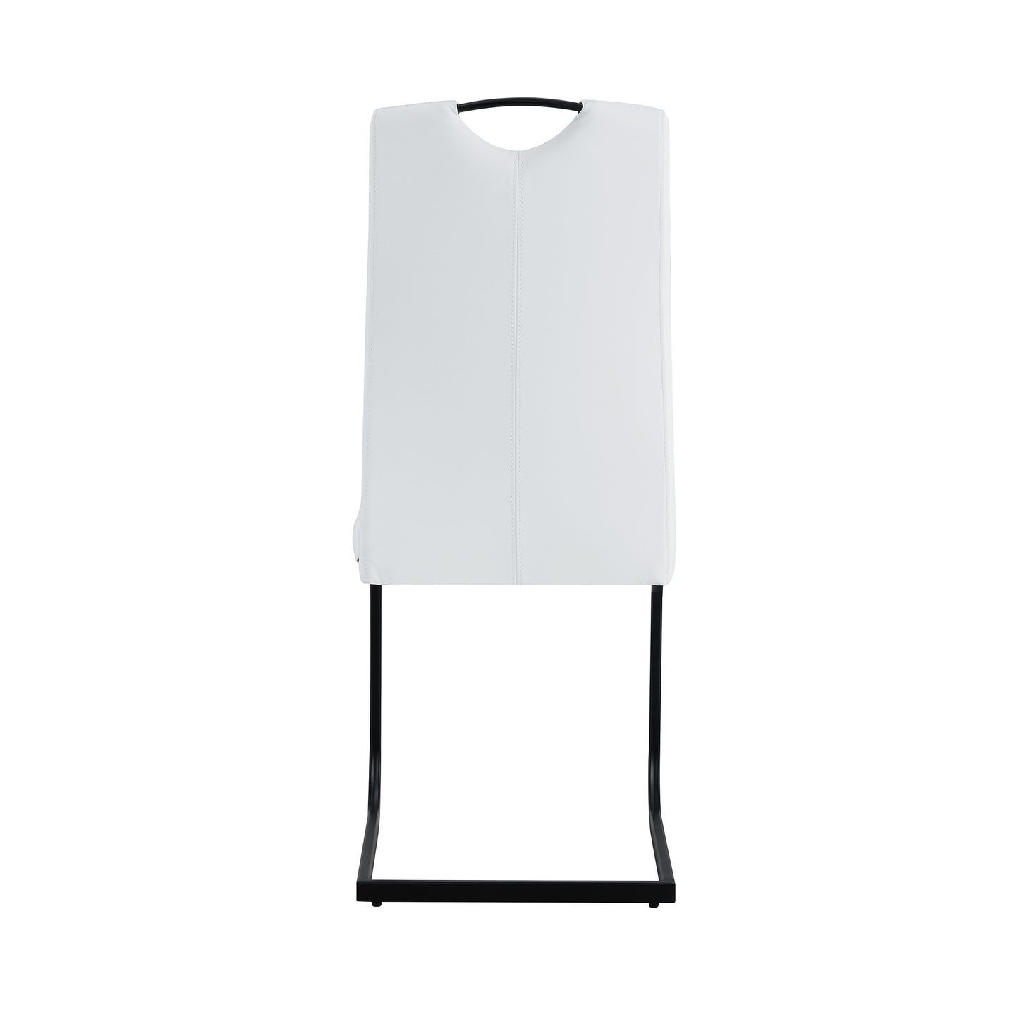 2 pcs Modern Design Dining Kitchen Chair PU Leather with Metal Legs- White_15