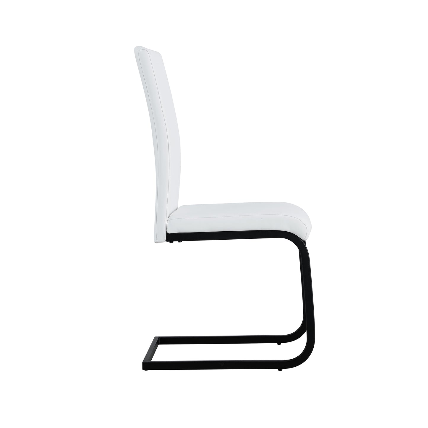 2 pcs Modern Design Dining Kitchen Chair PU Leather with Metal Legs- White_18