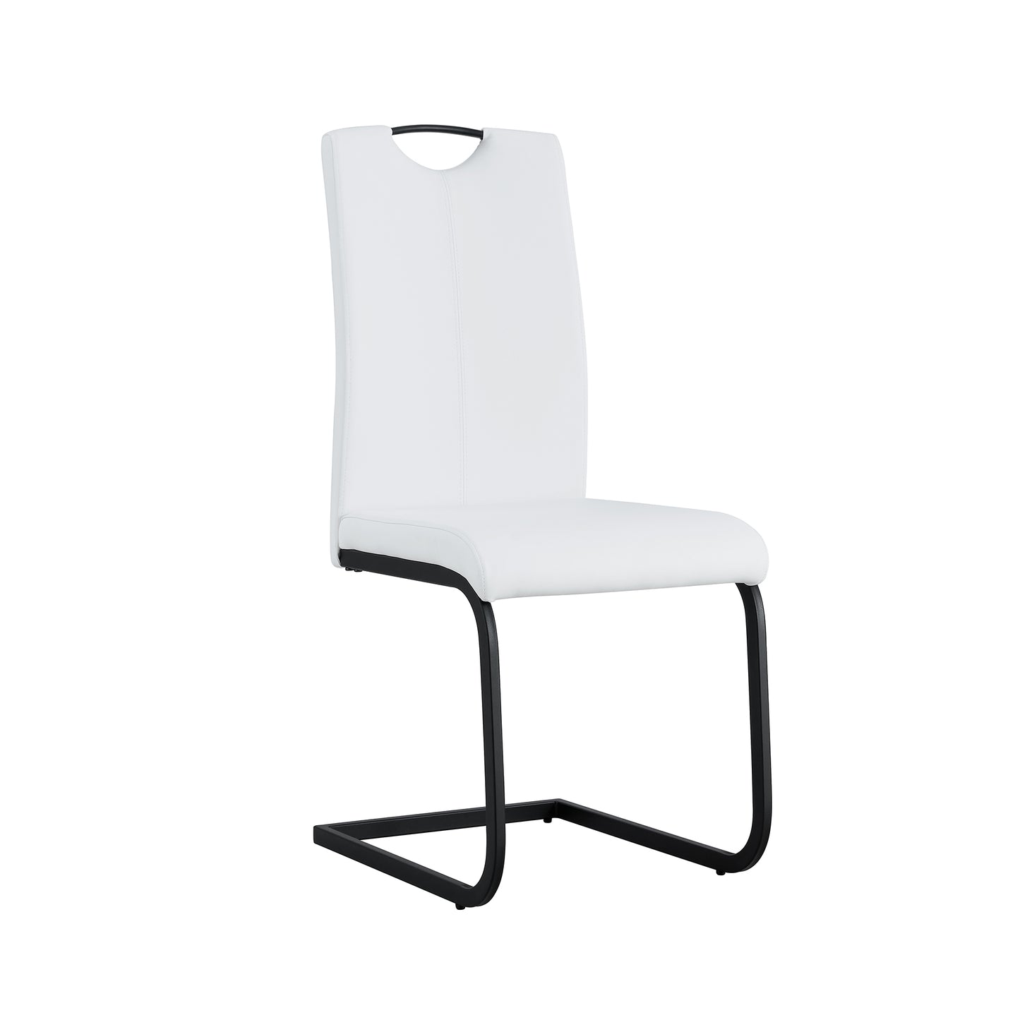 2 pcs Modern Design Dining Kitchen Chair PU Leather with Metal Legs- White_14