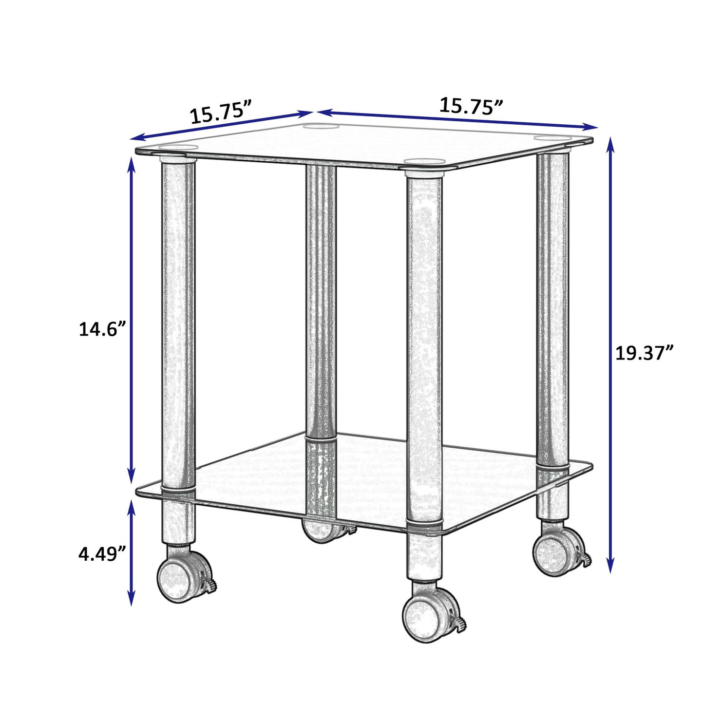 2 pcs Modern Design Coffee Table Tempered Glass End Table Night Stand- Black_11