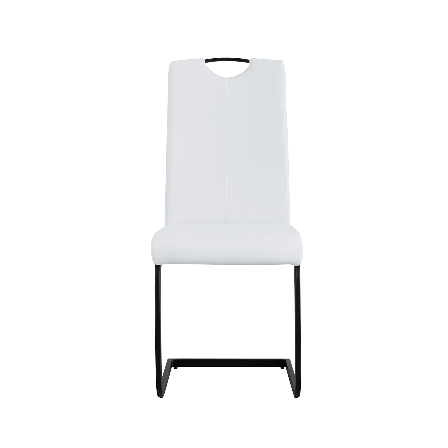 2 pcs Modern Design Dining Kitchen Chair PU Leather with Metal Legs- White_17