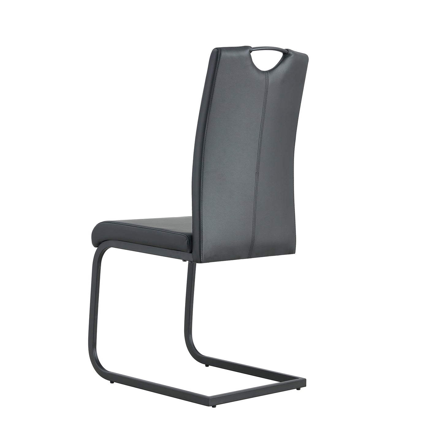 2 pcs Modern Design Dining Kitchen Chair PU Leather with Metal Legs- Black_13