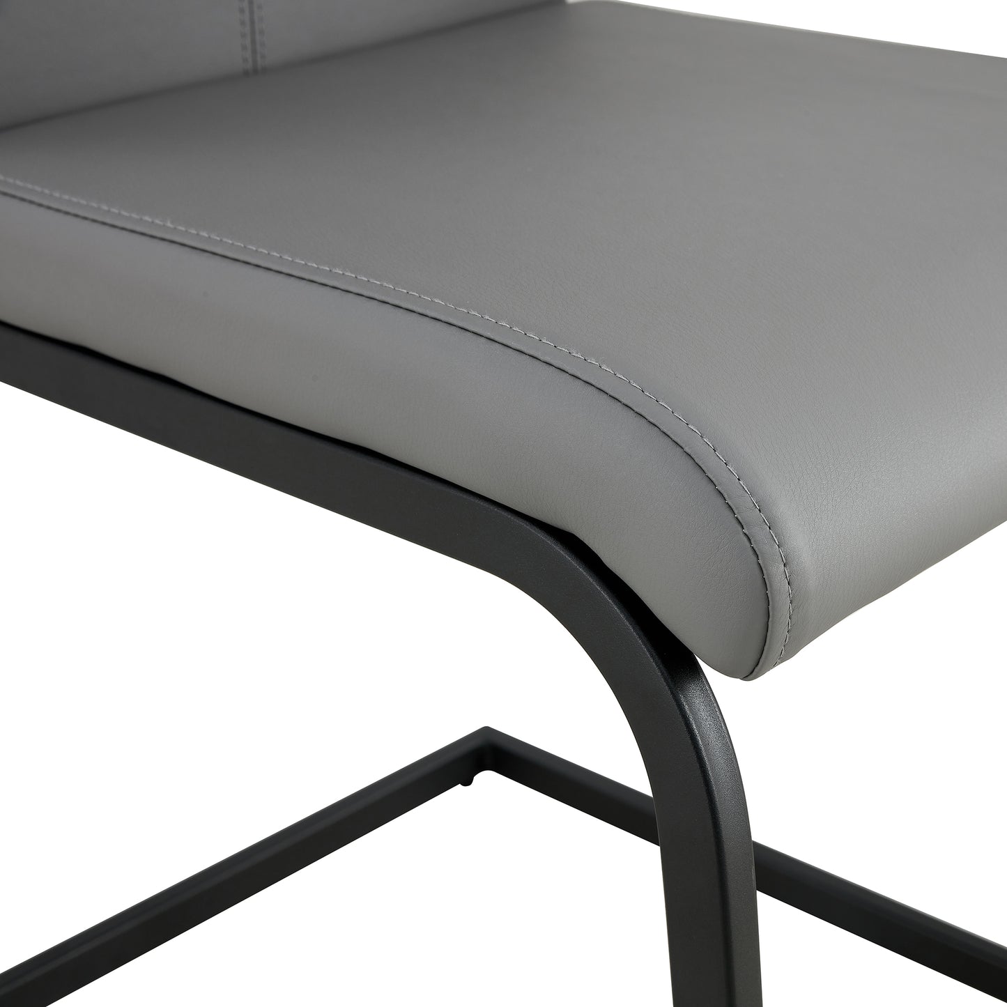 2 pcs Modern Design Dining Kitchen Chair PU Leather with Metal Legs- Grey_13