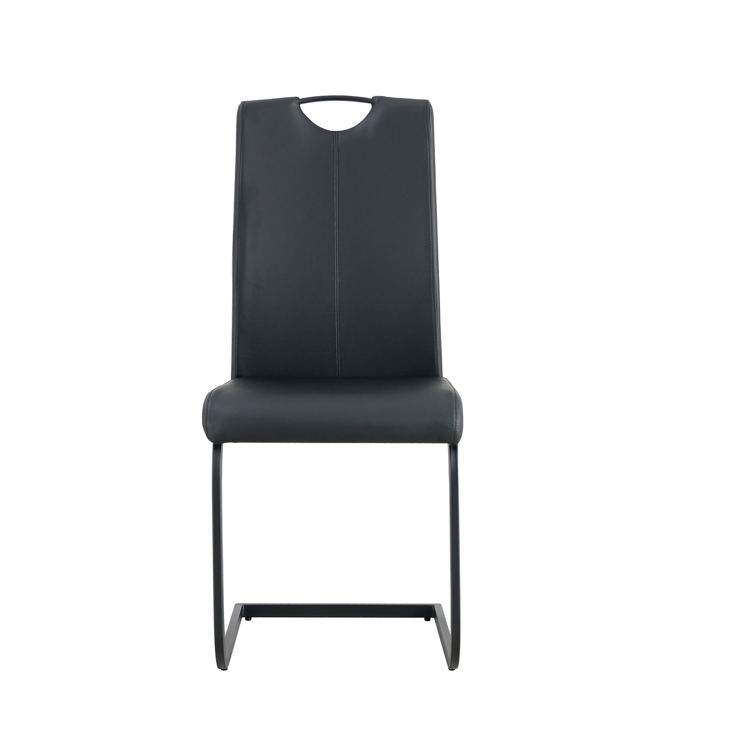 2 pcs Modern Design Dining Kitchen Chair PU Leather with Metal Legs- Black_14