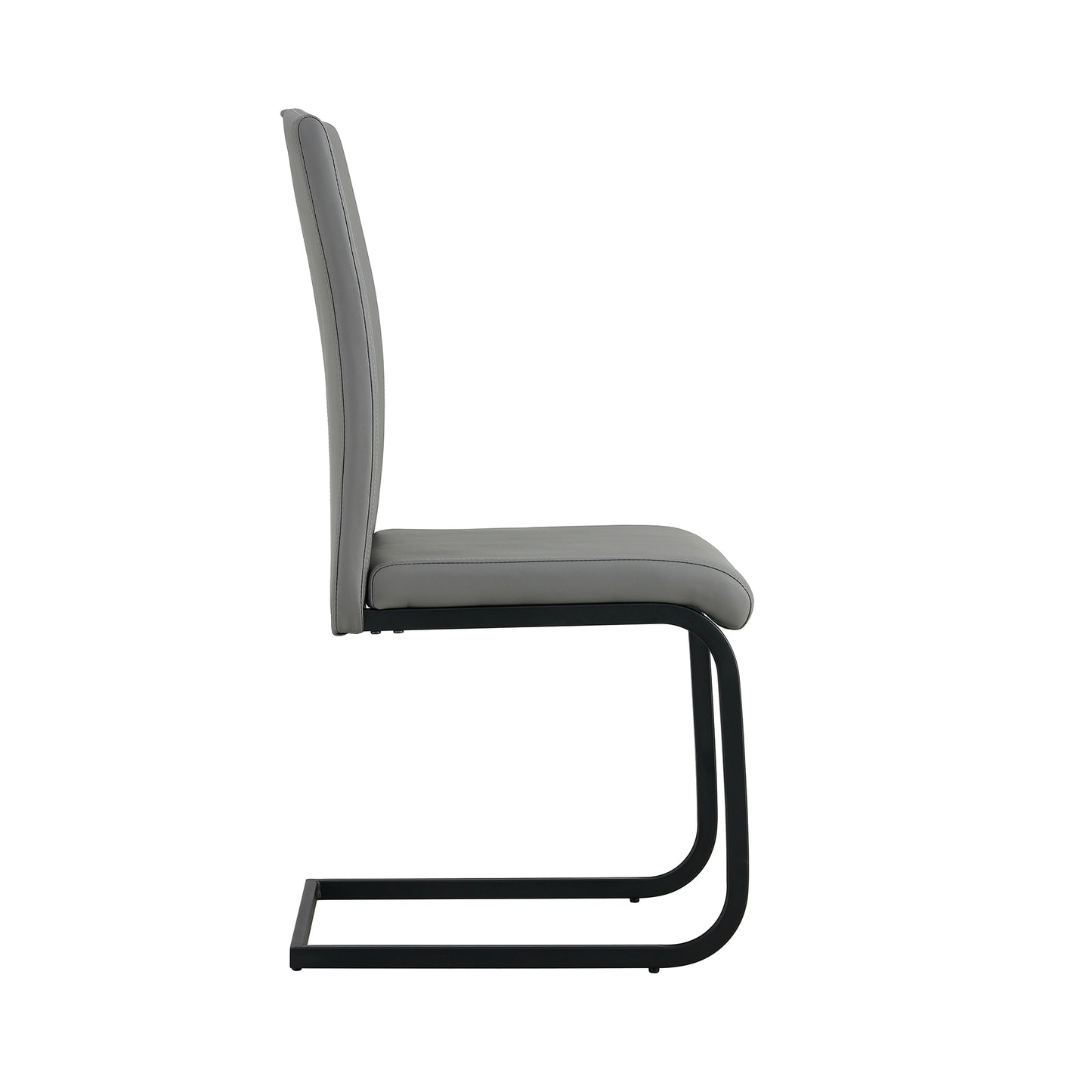 2 pcs Modern Design Dining Kitchen Chair PU Leather with Metal Legs- Grey_2
