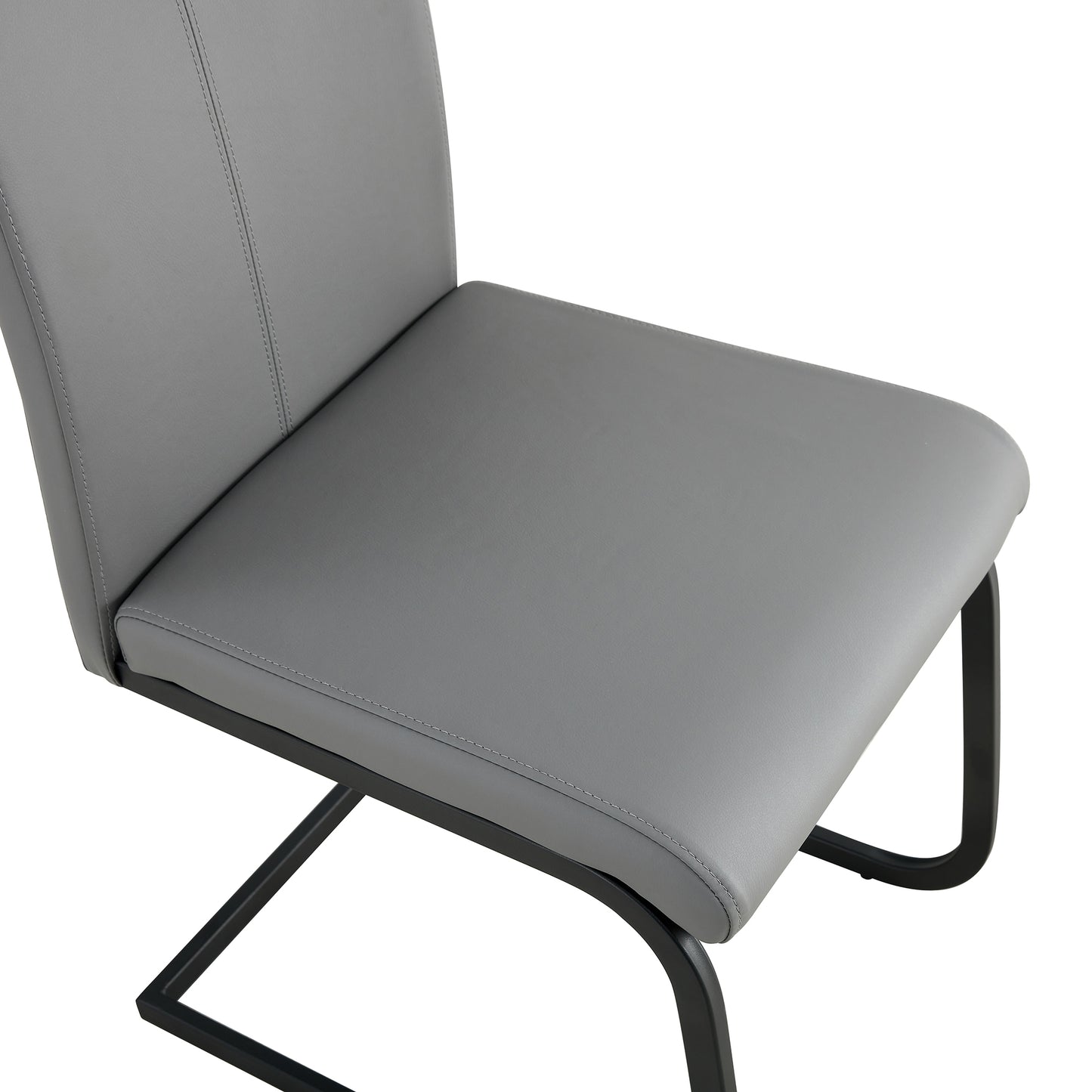 2 pcs Modern Design Dining Kitchen Chair PU Leather with Metal Legs- Grey_12