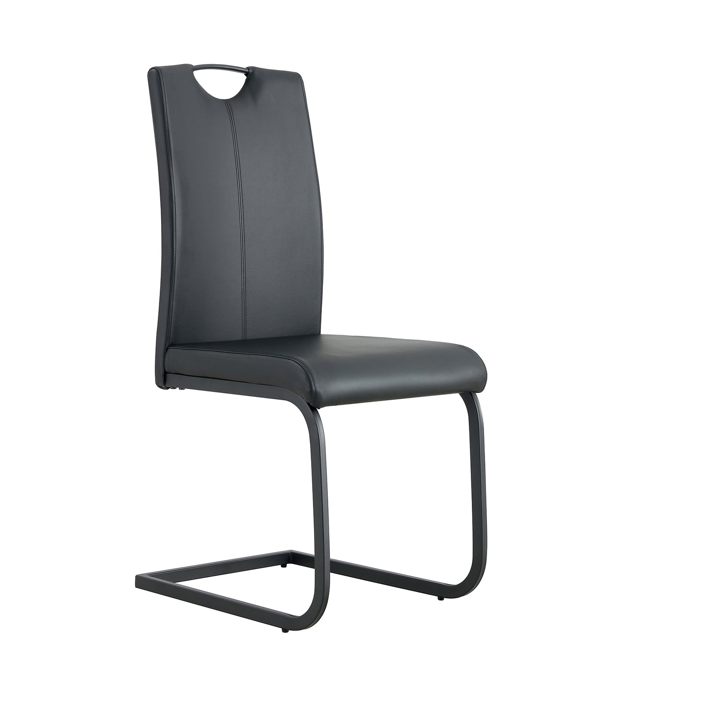 2 pcs Modern Design Dining Kitchen Chair PU Leather with Metal Legs- Black_16