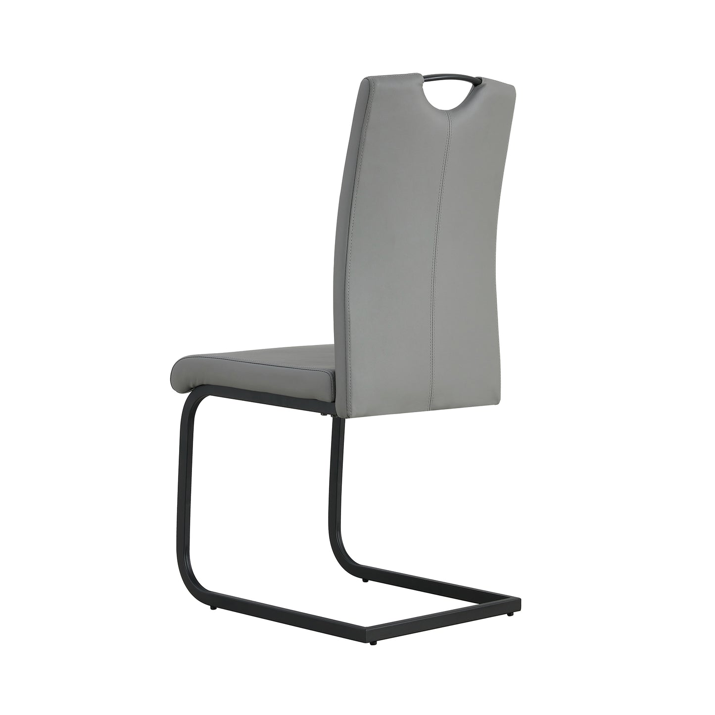 2 pcs Modern Design Dining Kitchen Chair PU Leather with Metal Legs- Grey_4