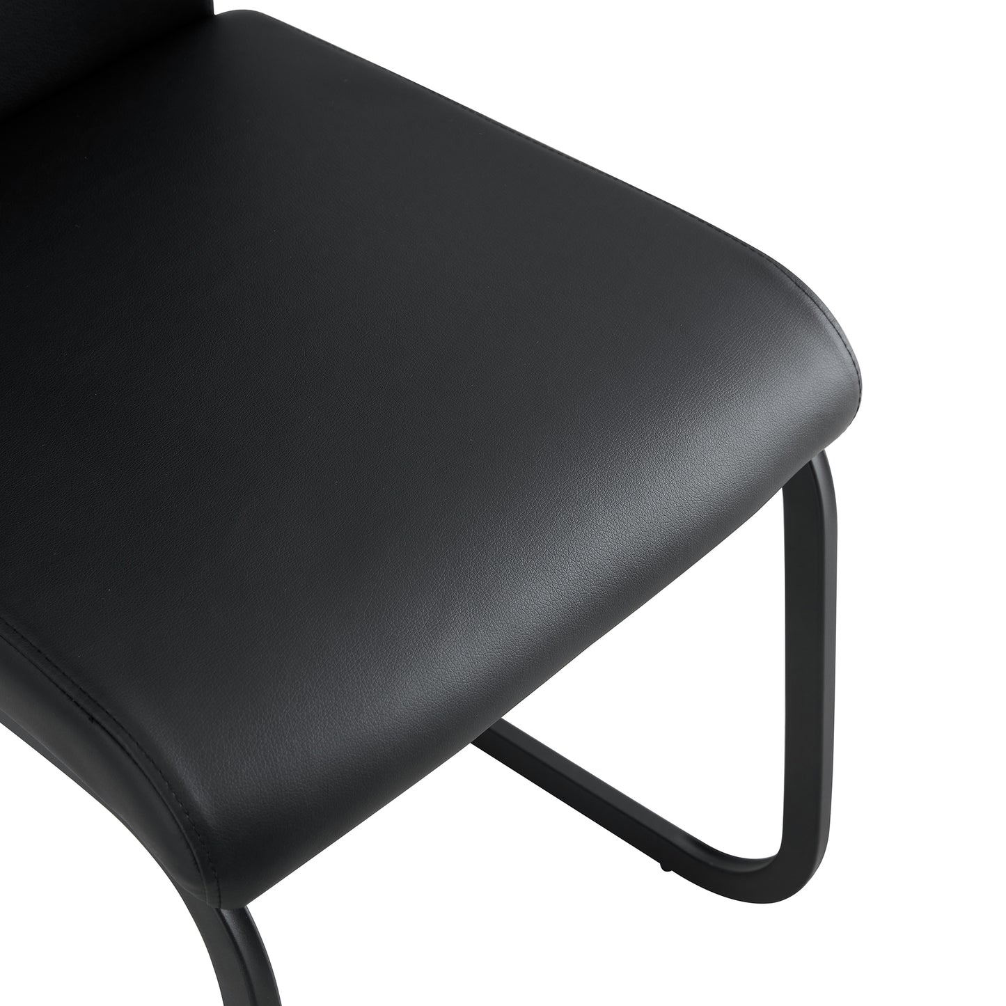 2 pcs Modern Design Dining Kitchen Chair PU Leather with Metal Legs- Black_8