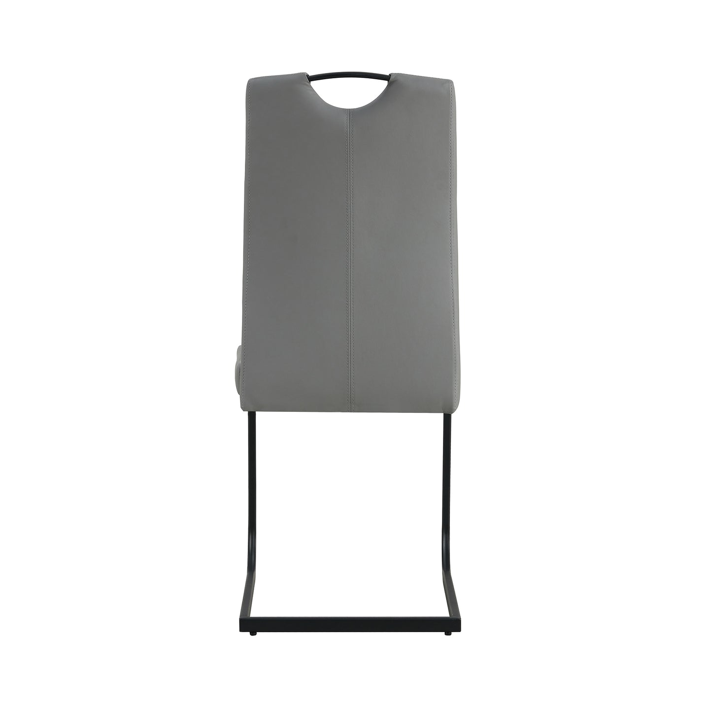2 pcs Modern Design Dining Kitchen Chair PU Leather with Metal Legs- Grey_6
