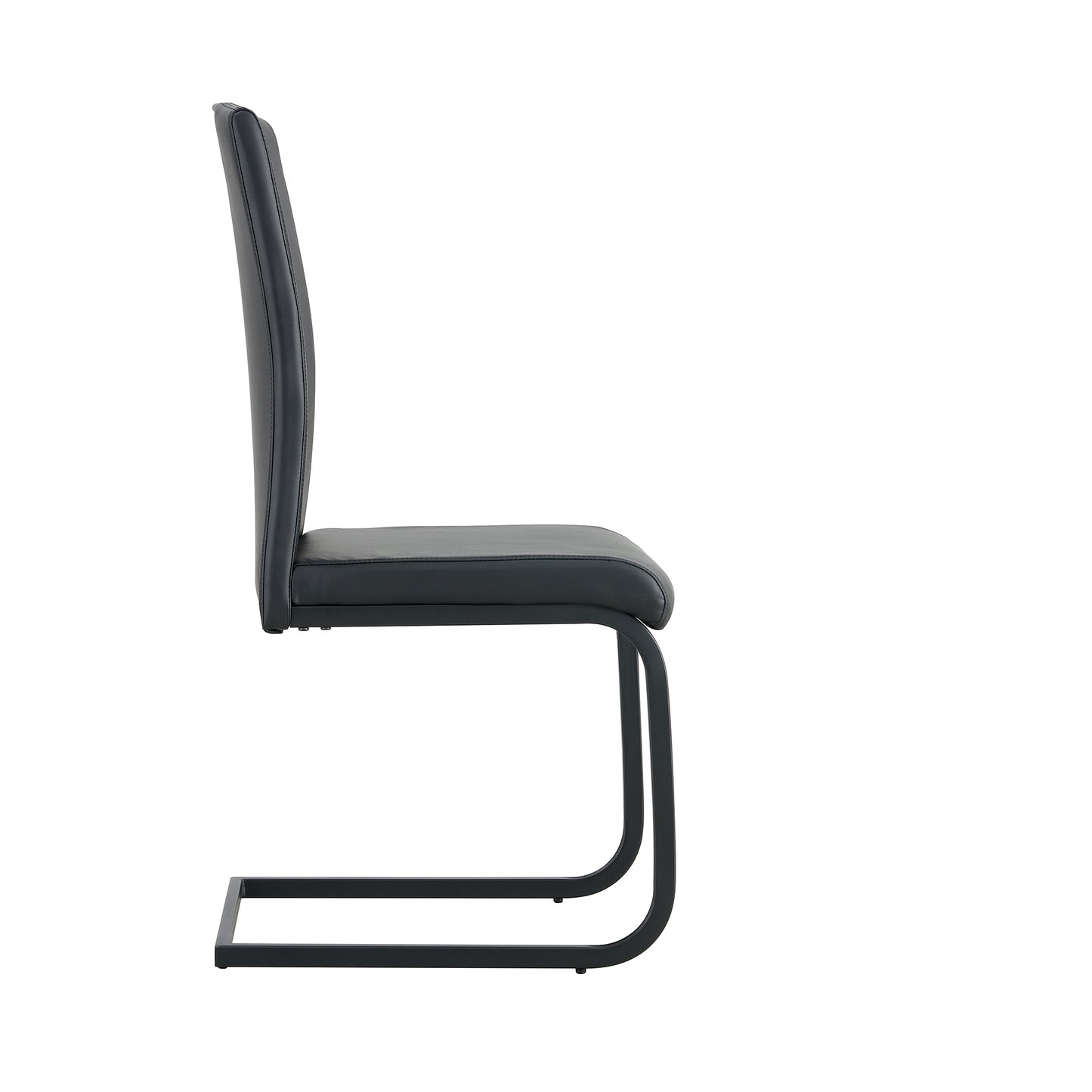 2 pcs Modern Design Dining Kitchen Chair PU Leather with Metal Legs- Black_12