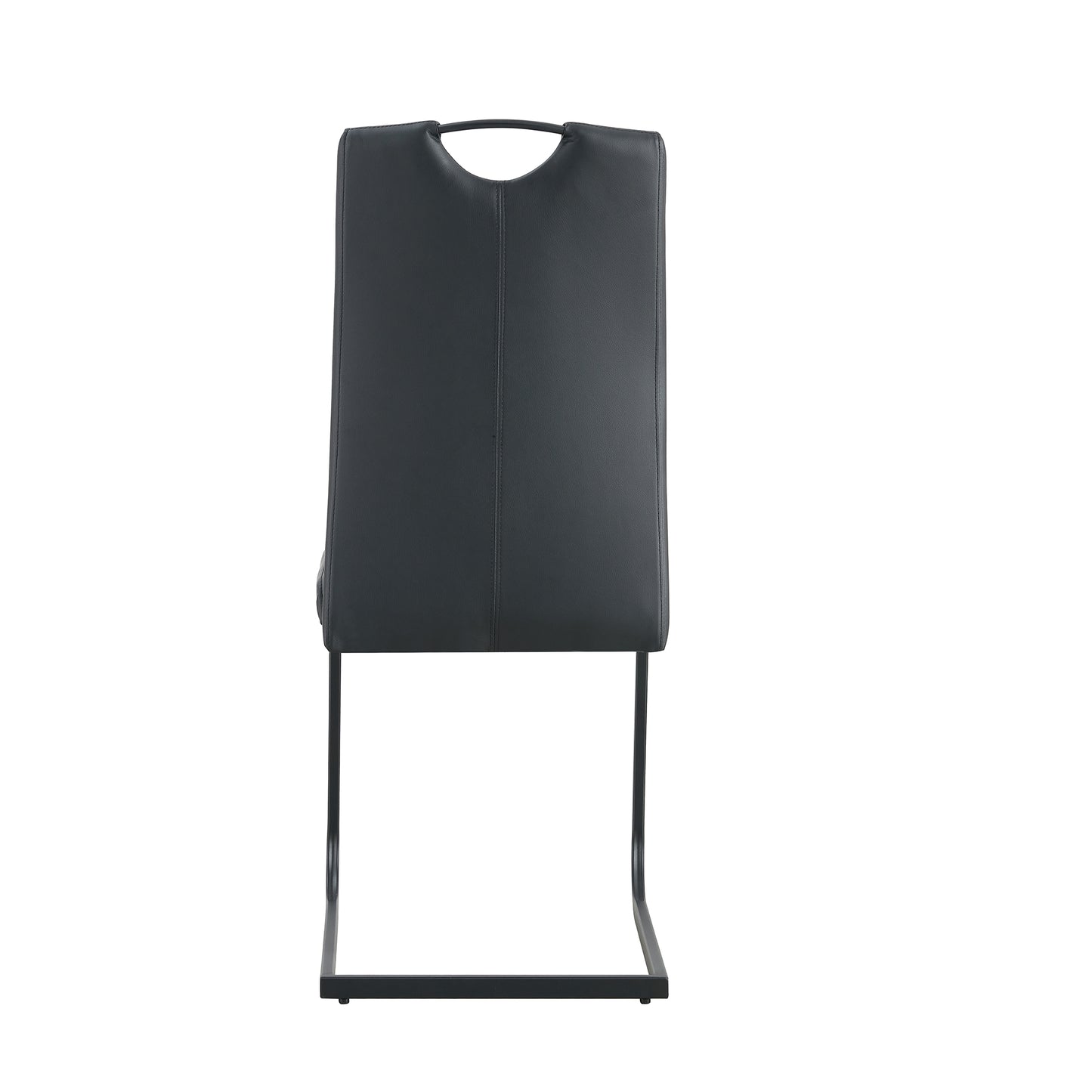 2 pcs Modern Design Dining Kitchen Chair PU Leather with Metal Legs- Black_15