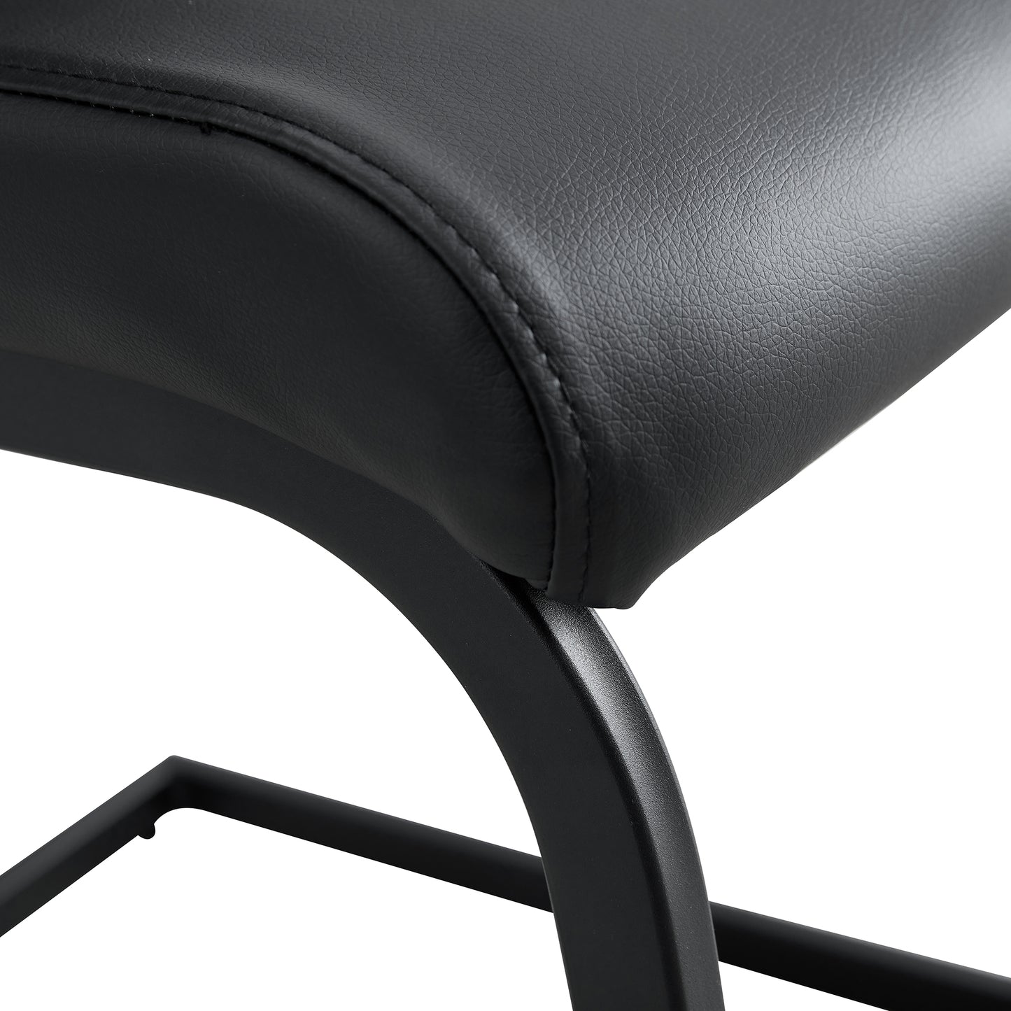2 pcs Modern Design Dining Kitchen Chair PU Leather with Metal Legs- Black_9