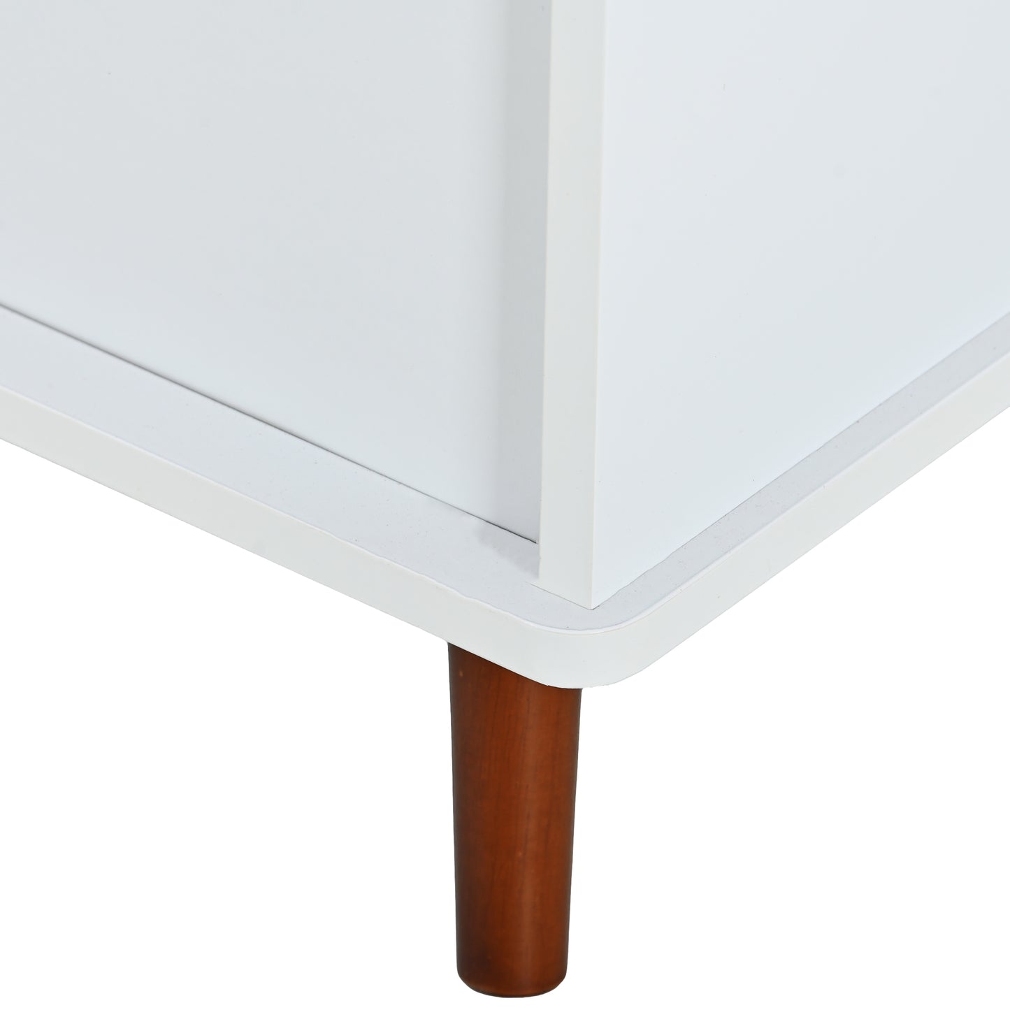 3 Door Hidden Cat Enclosure Box Furniture Side Table with Hidden Plug- White+Walnut_23