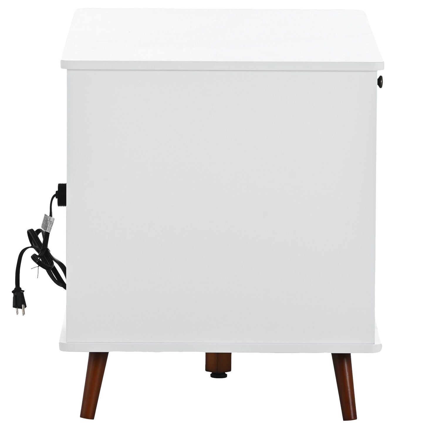 3 Door Hidden Cat Enclosure Box Furniture Side Table with Hidden Plug- White+Walnut_13