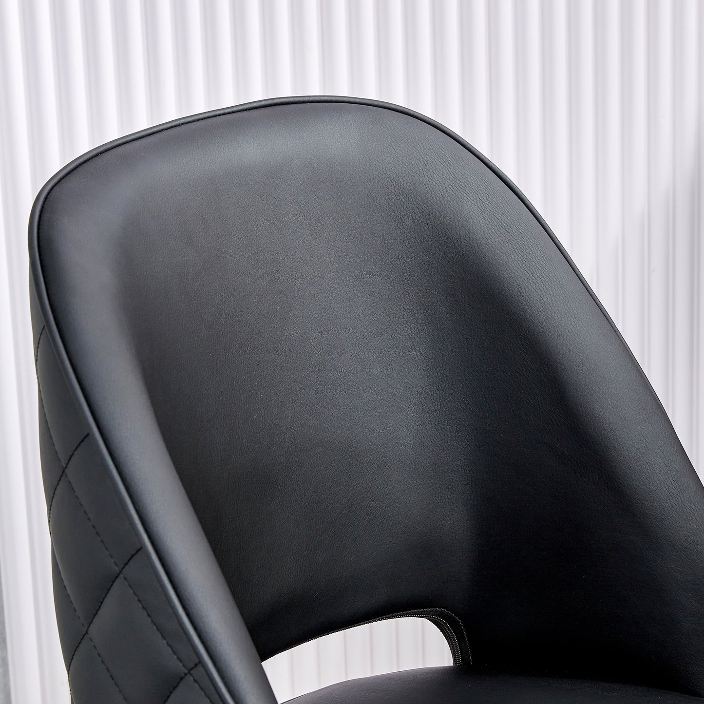 Height Adjustable PU Leather Upholstered Home and Office Swivel Chair- Black_12