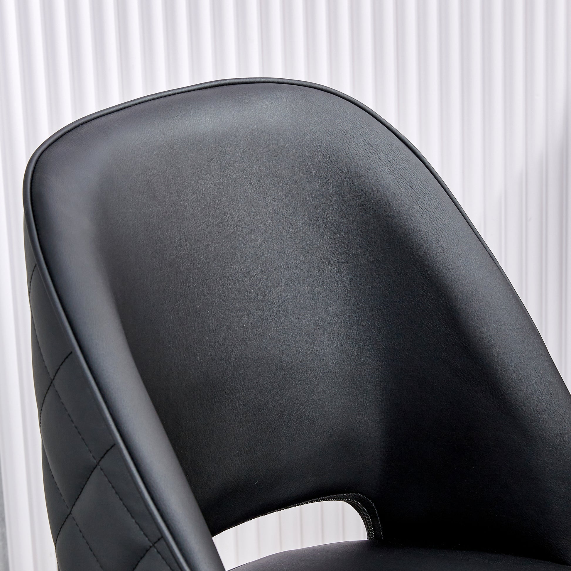 Height Adjustable PU Leather Upholstered Home and Office Swivel Chair- Black_12